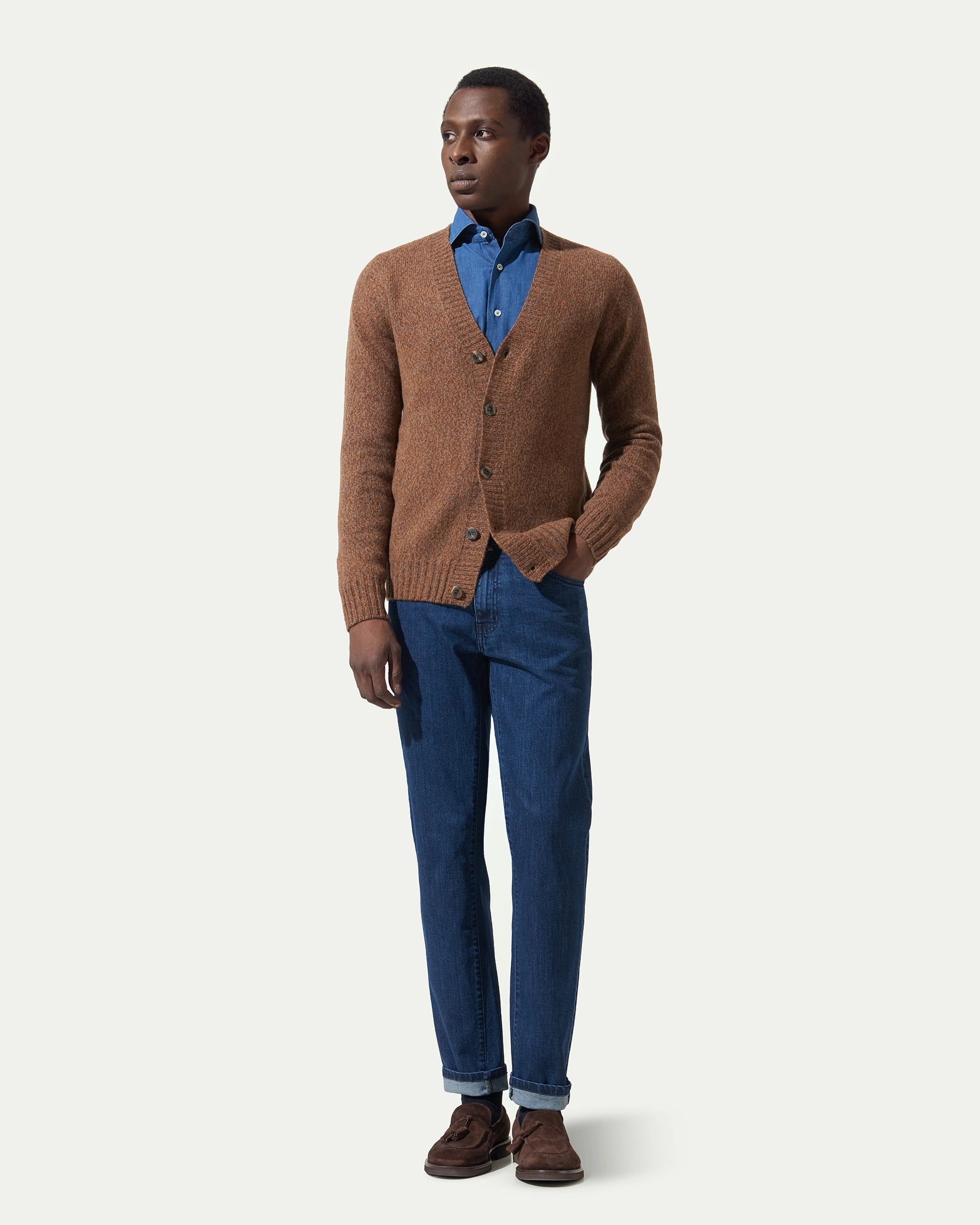 Brown Cardigan Merinos wool Gauge 5 Sweaters