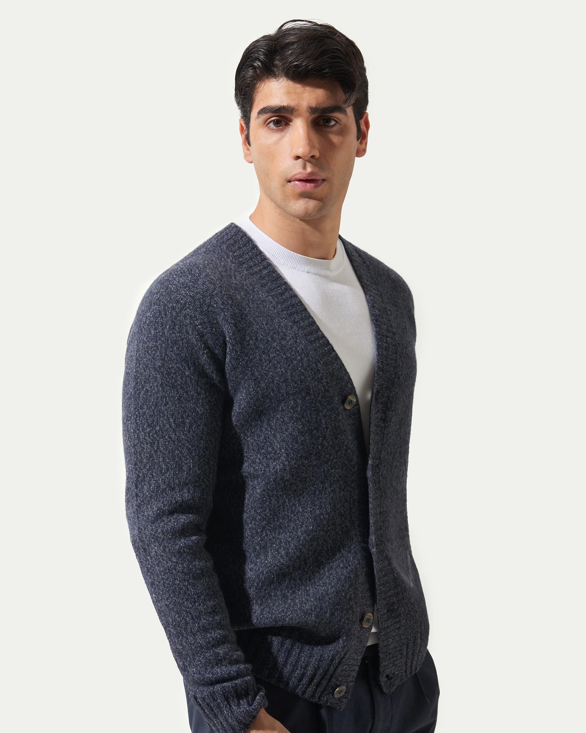 Blue Cardigan Merinos wool Gauge 5 Sweaters