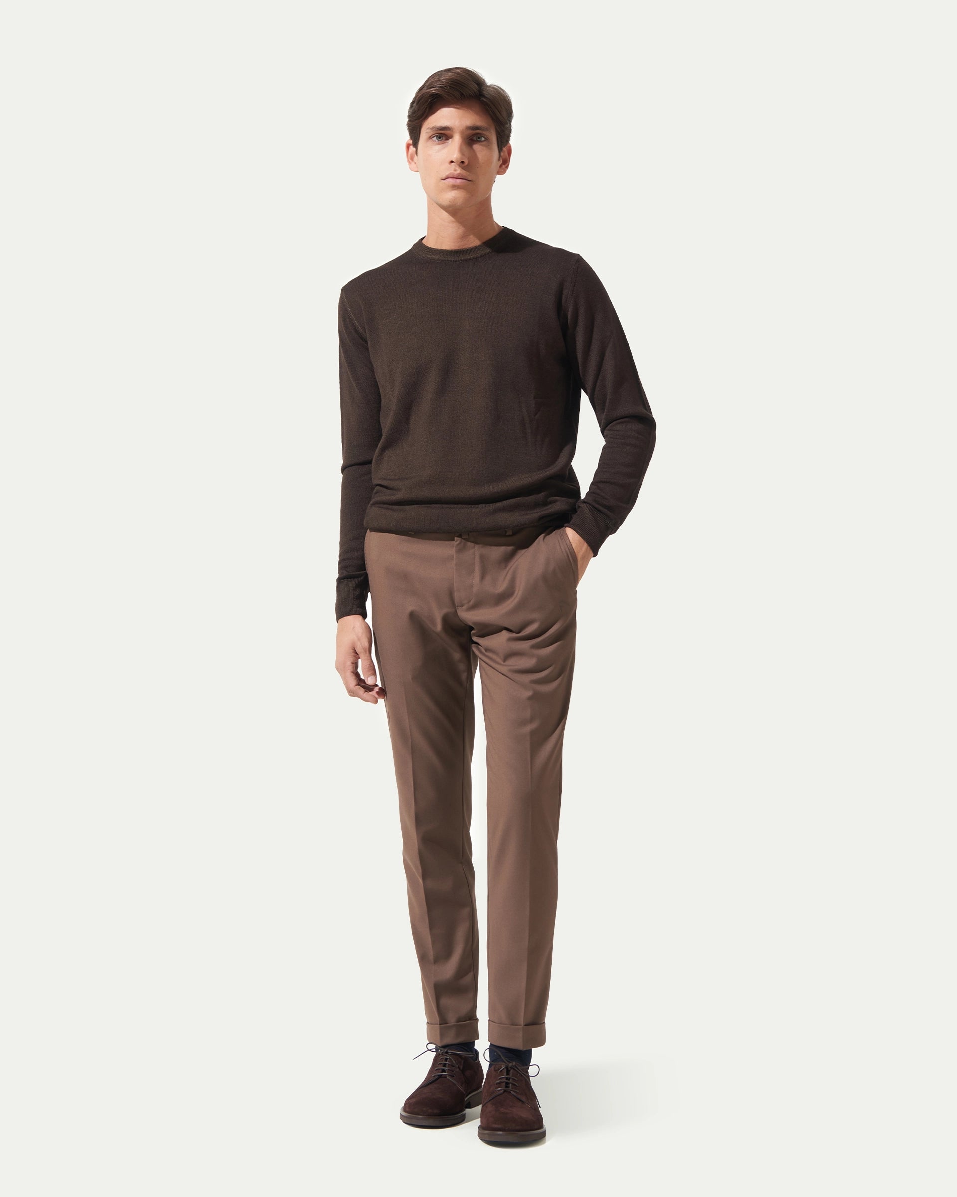 Brown stretch wool pants