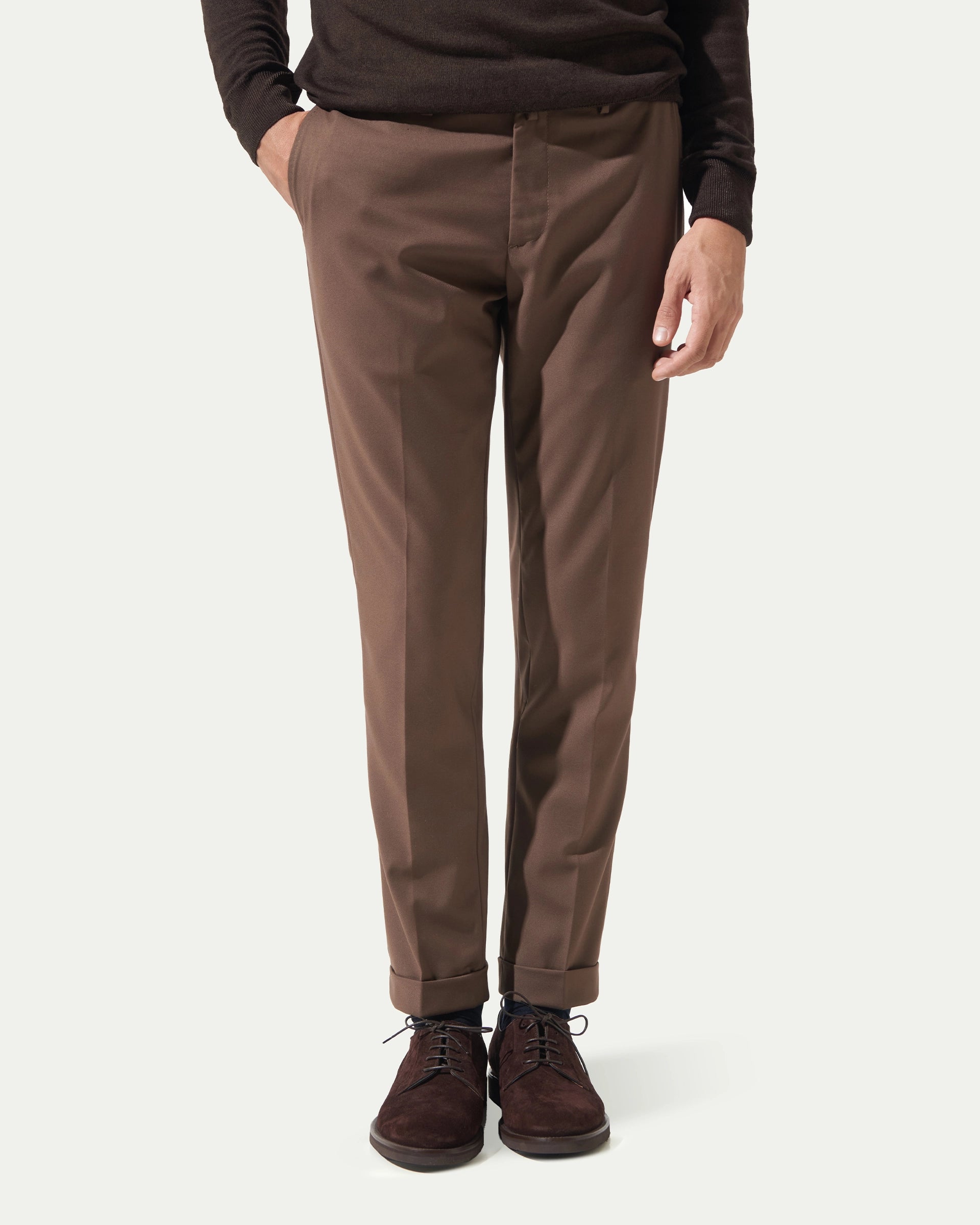 Brown stretch wool pants