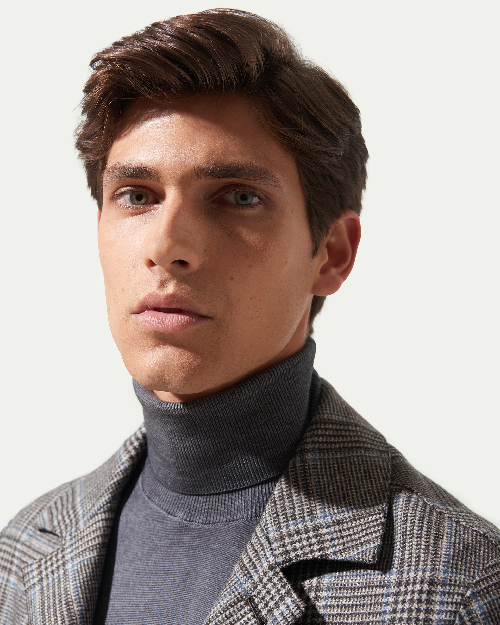 Grey Shirt jacket in stretch wool fabric Vitale Barberis Canonico