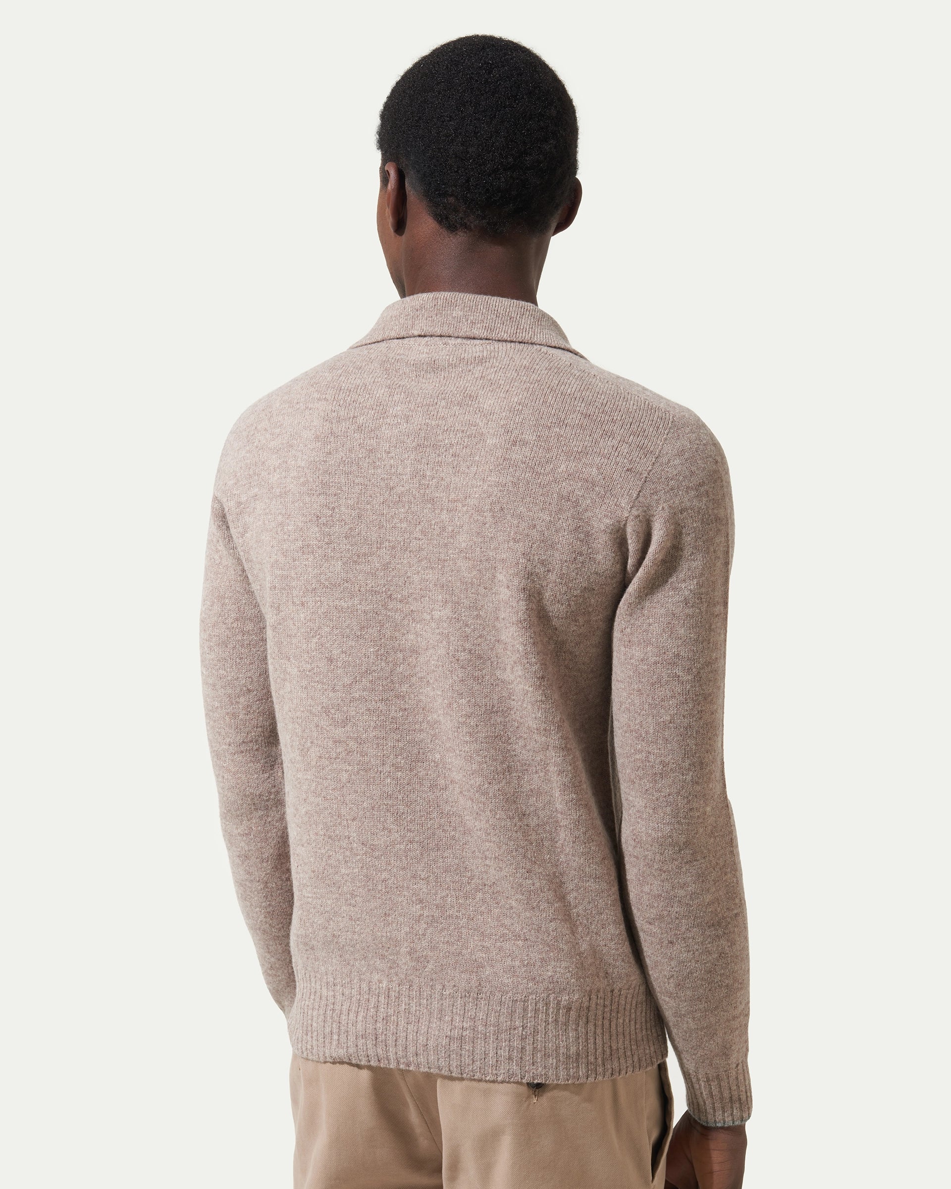 Beige Merinos Wool Gauge 7 Polo