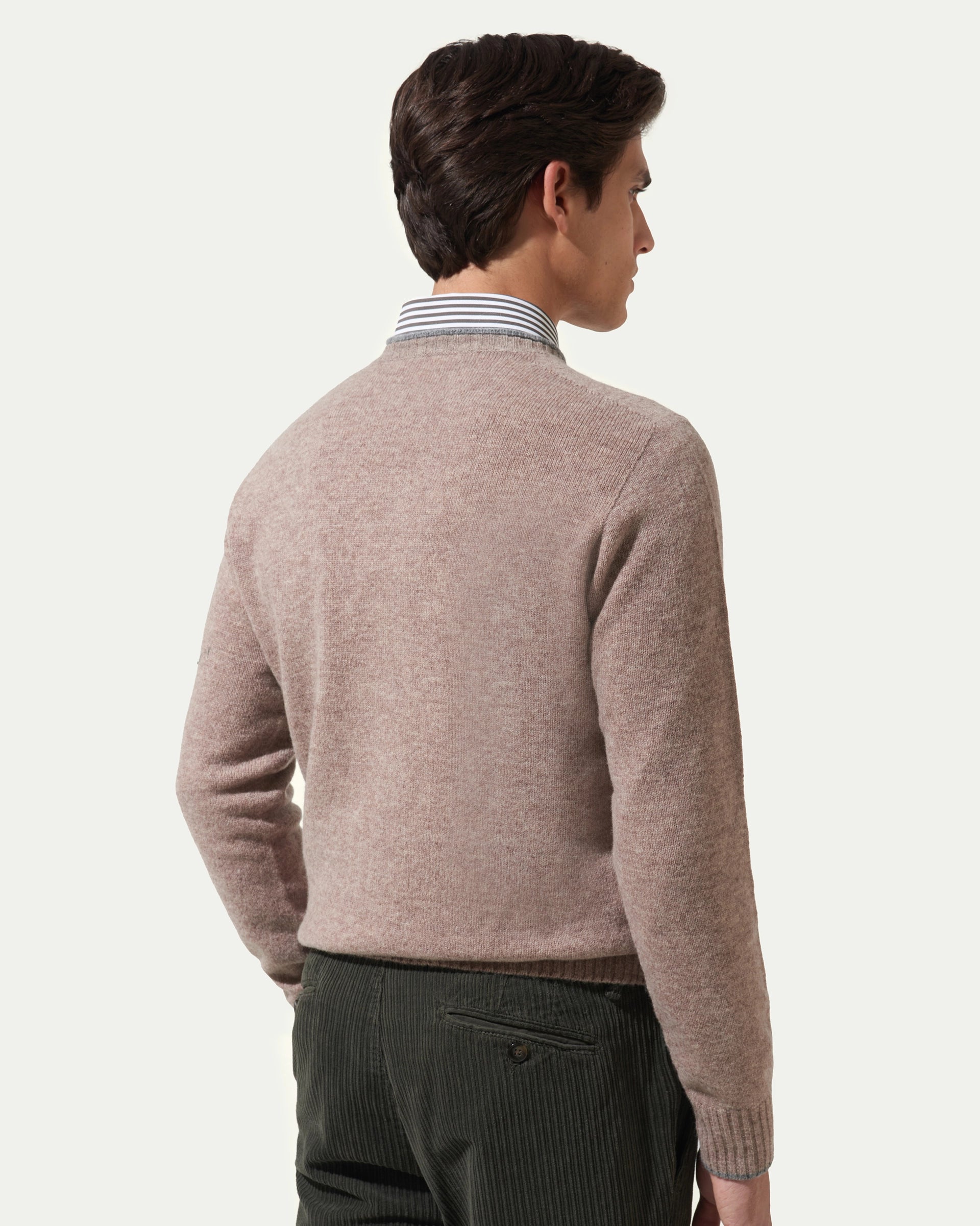 Beige  Merinos Wool Gauge 7 Crewneck