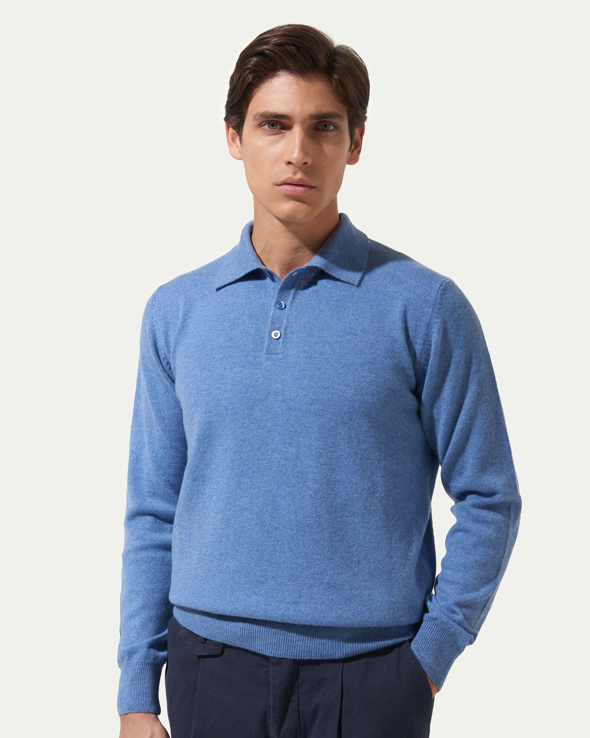 Medium Blue Cashmere Polo