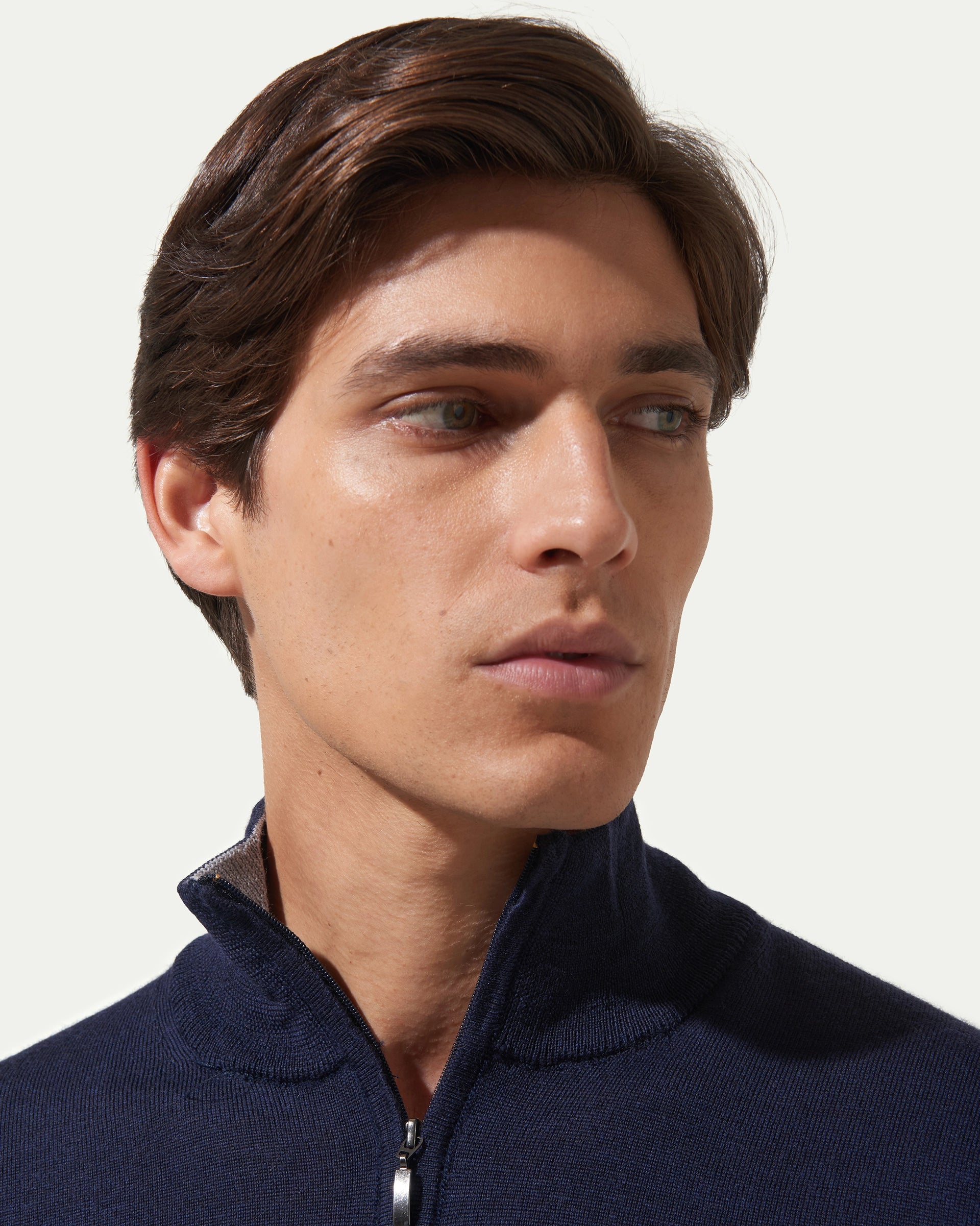 Blue Half Zip Merinos Extrafine Wool