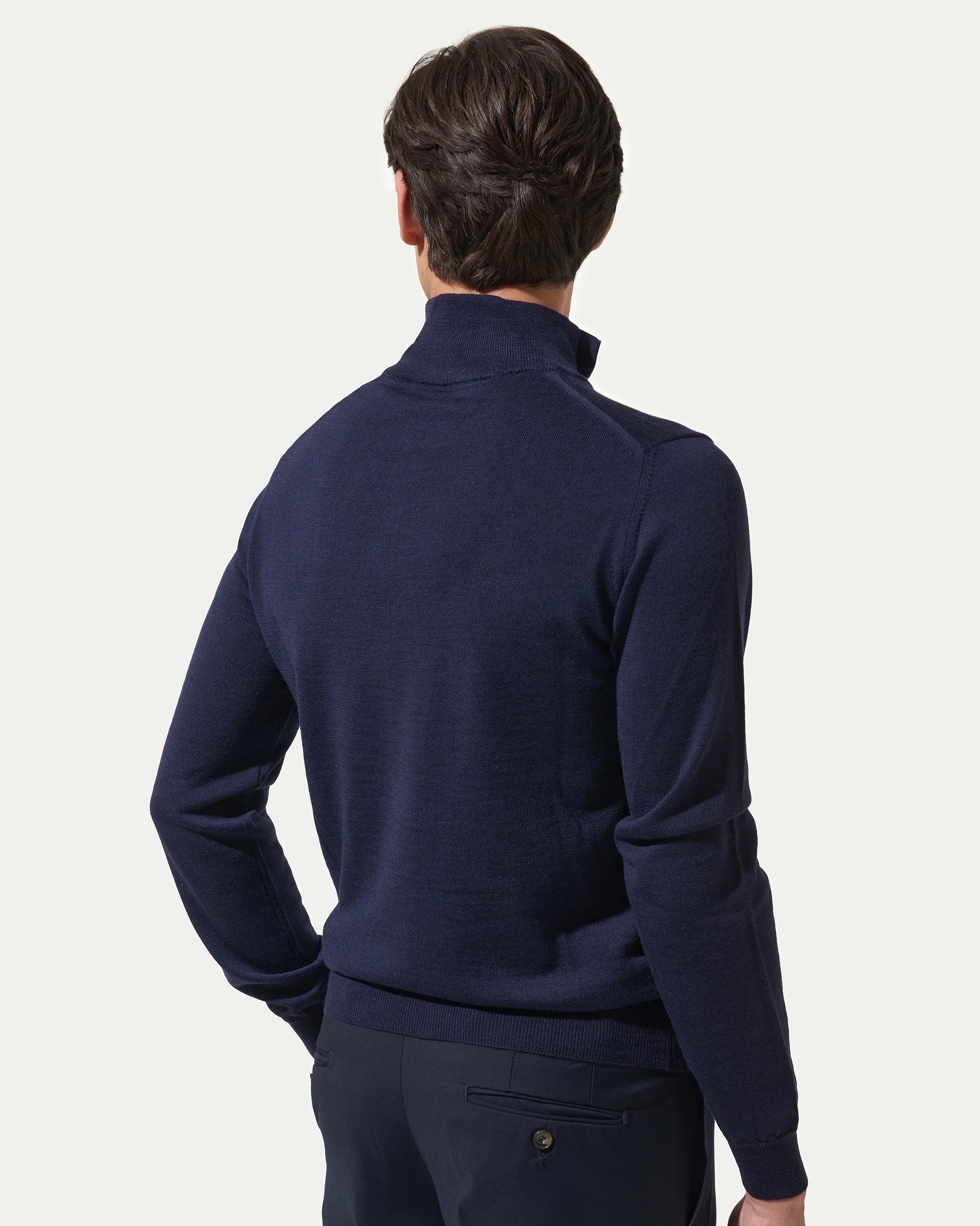 Blue Half Zip Merinos Extrafine Wool