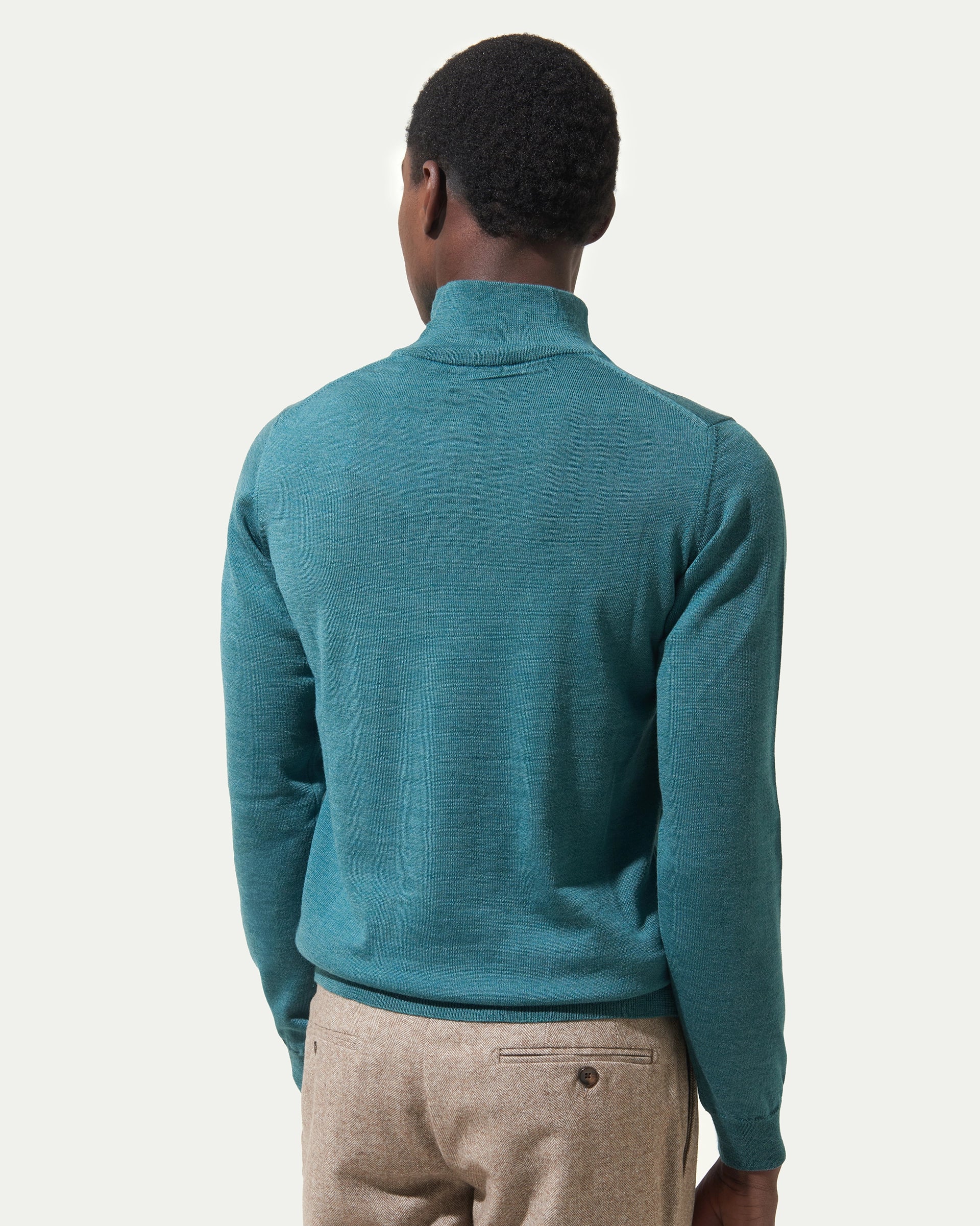 Green Half Zip Merinos Extrafine Wool