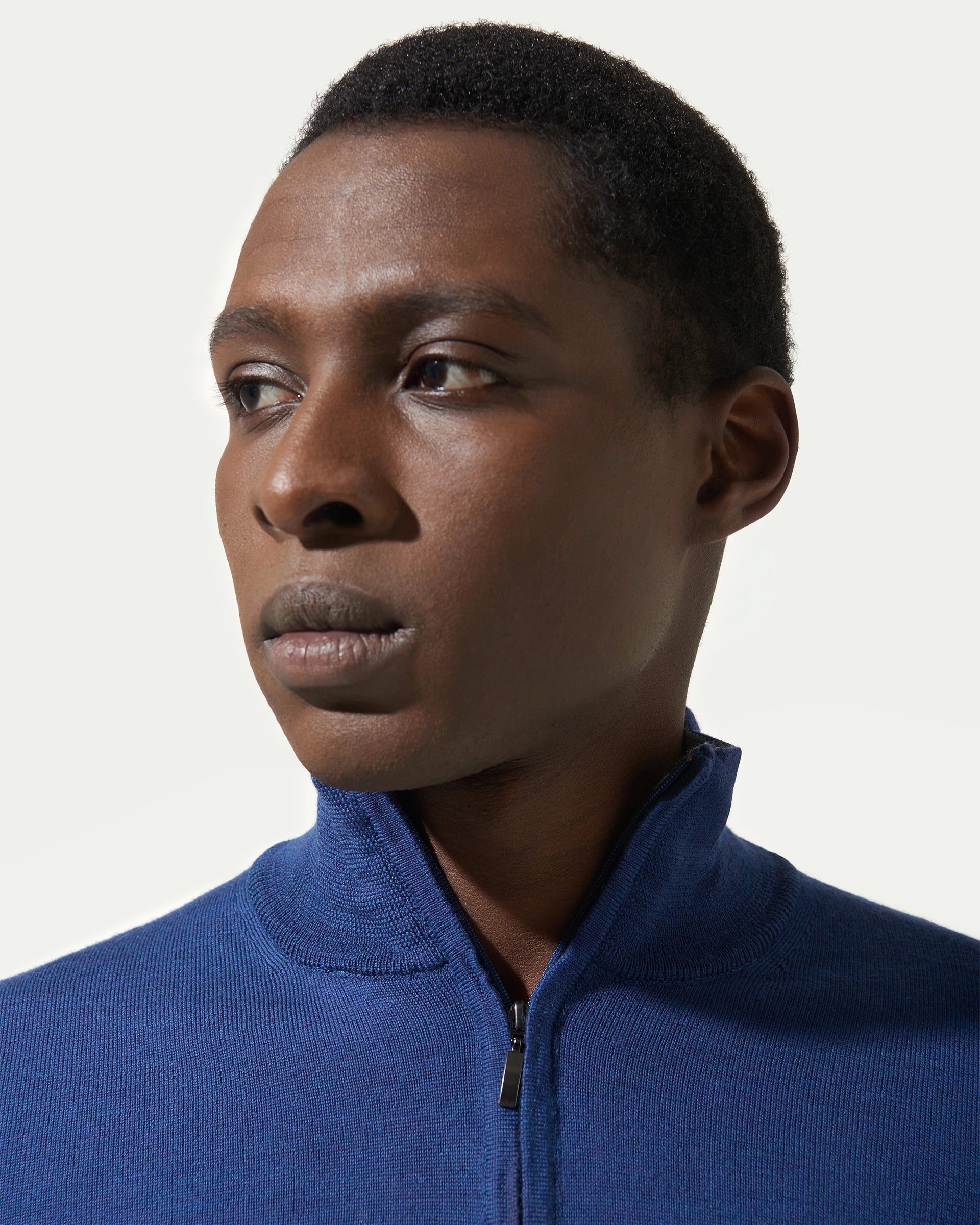 Cobalt Blue Half Zip Merinos Extrafine Wool