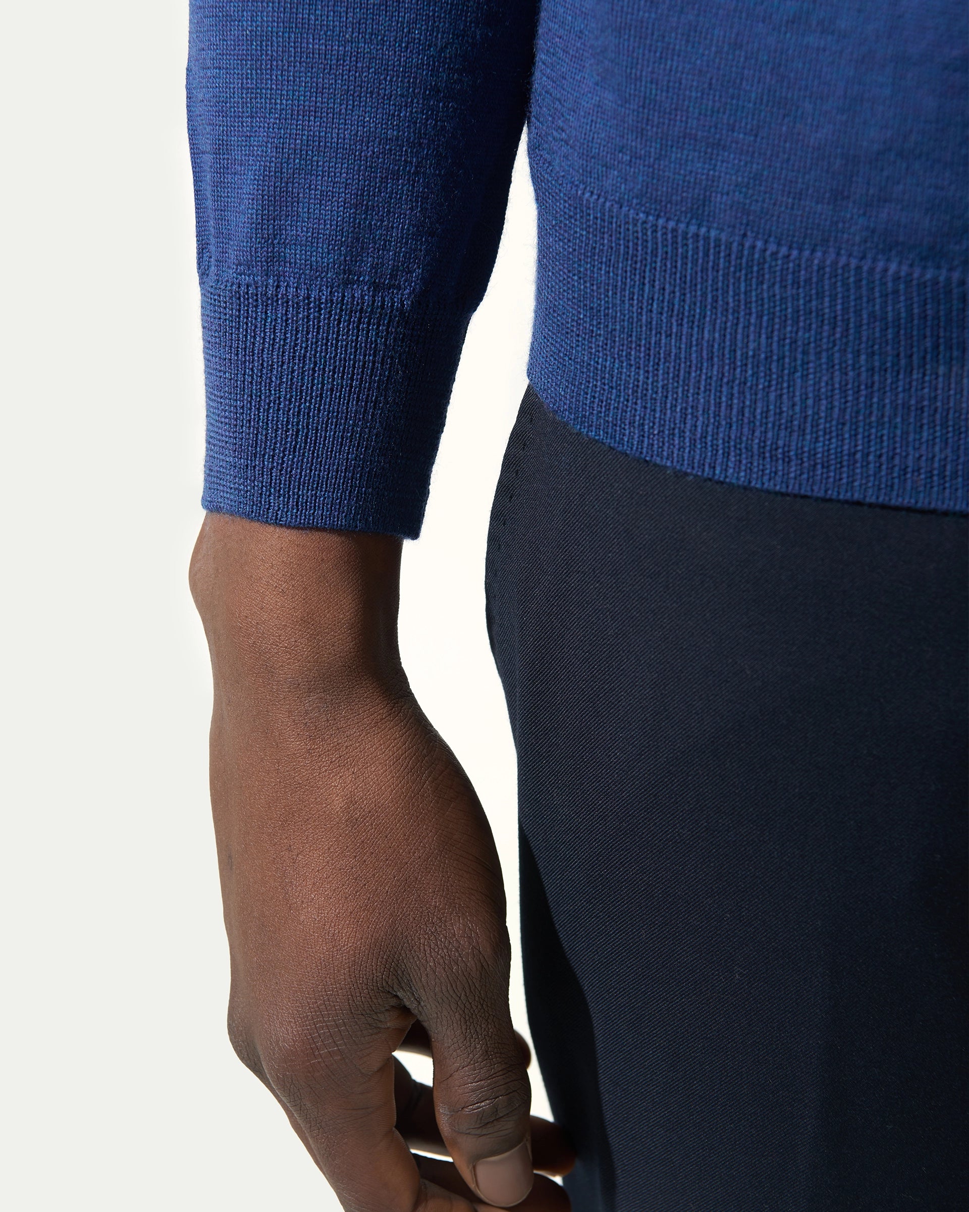 Cobalt Blue Half Zip Merinos Extrafine Wool