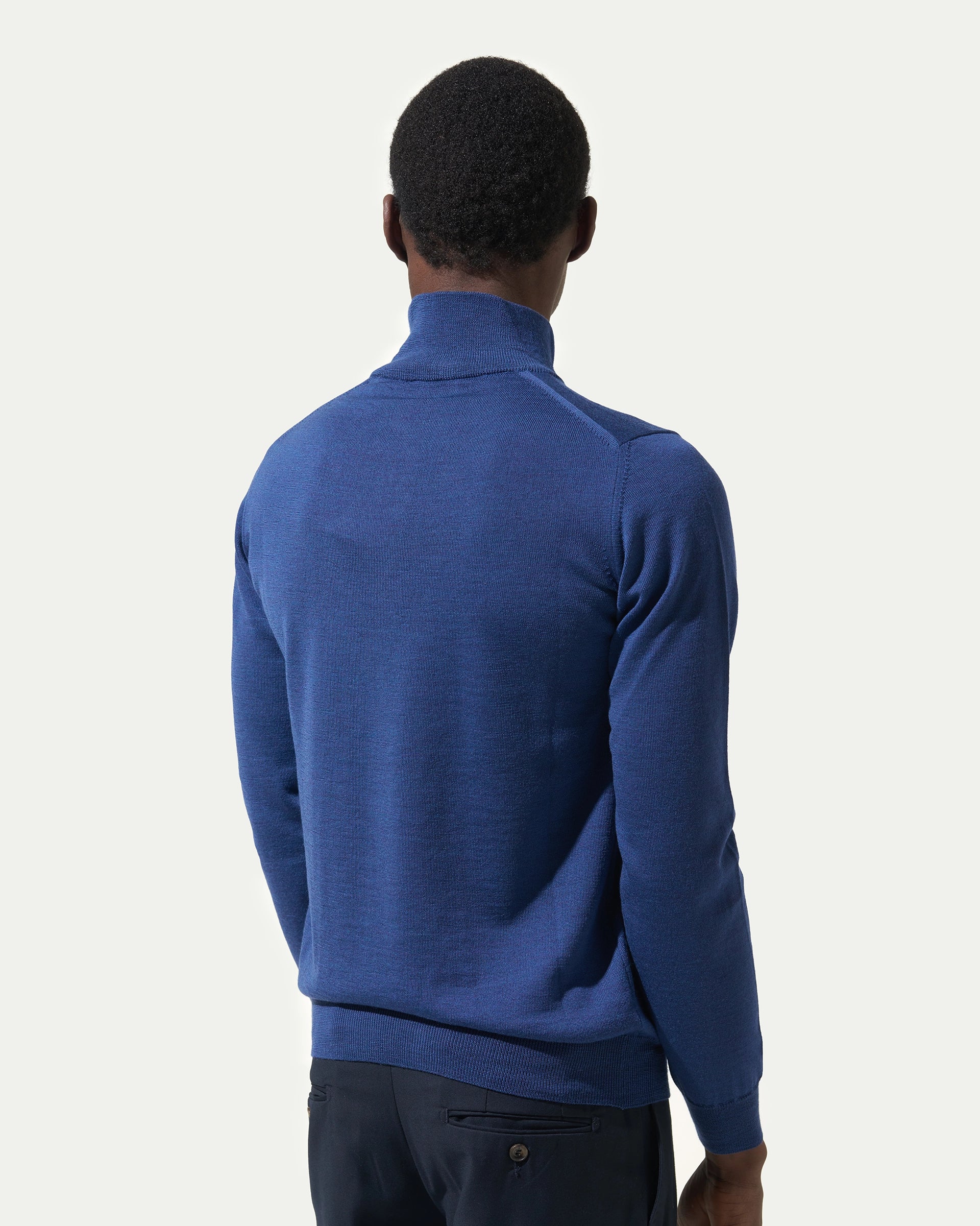 Cobalt Blue Half Zip Merinos Extrafine Wool