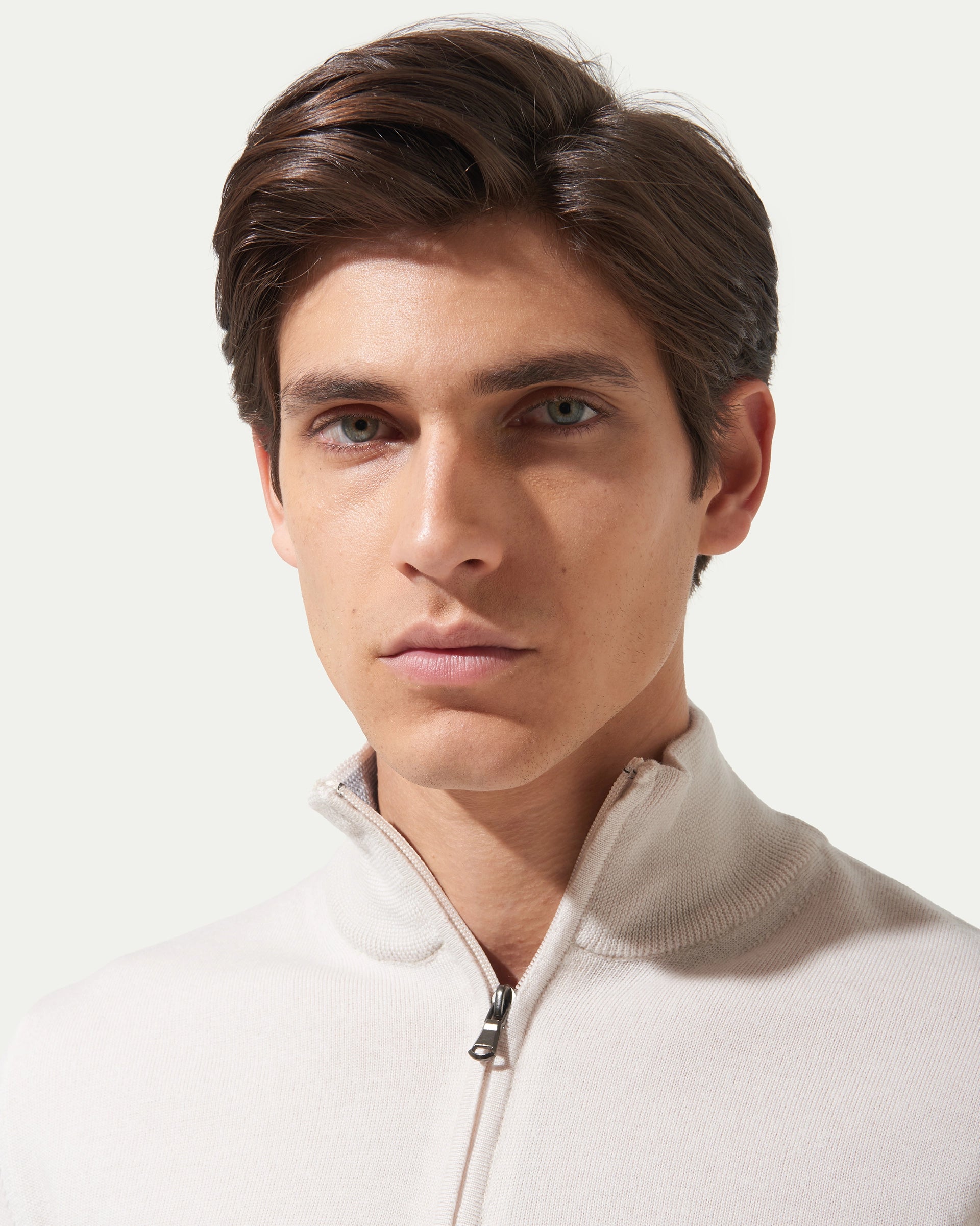 Beige Half Zip Merinos Extrafine Wool