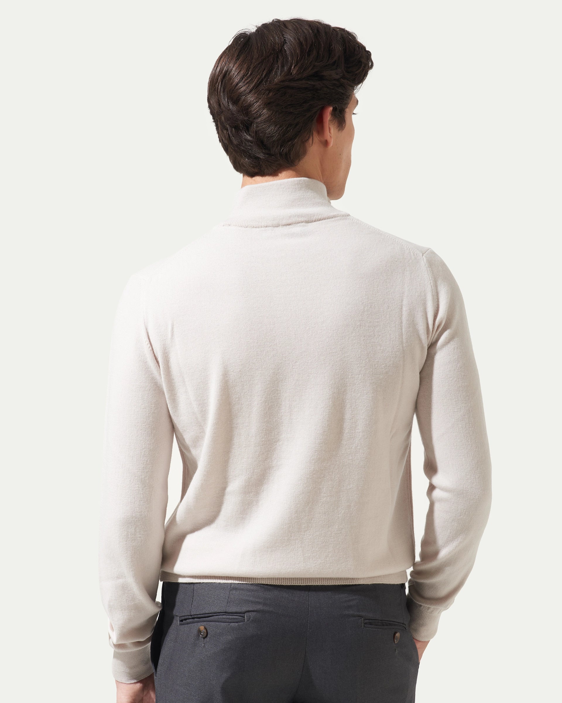 Beige Half Zip Merinos Extrafine Wool