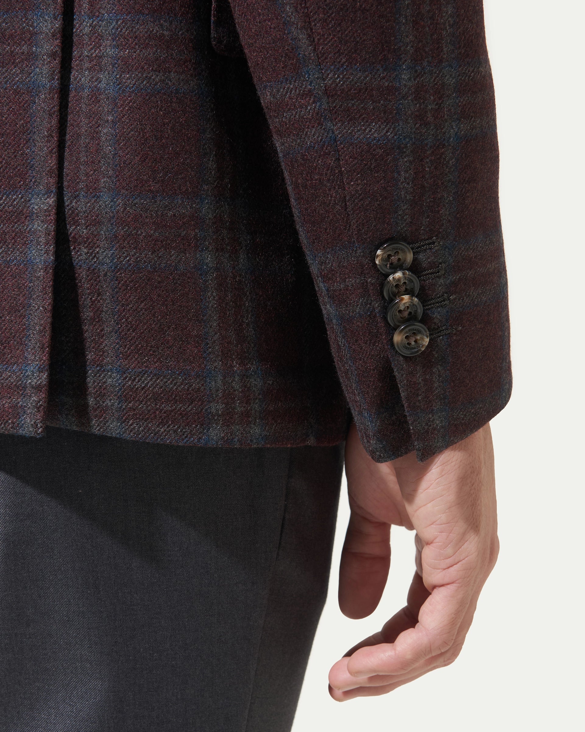 Burgundy Check Wool and Cashmere LoroPiana Jacket