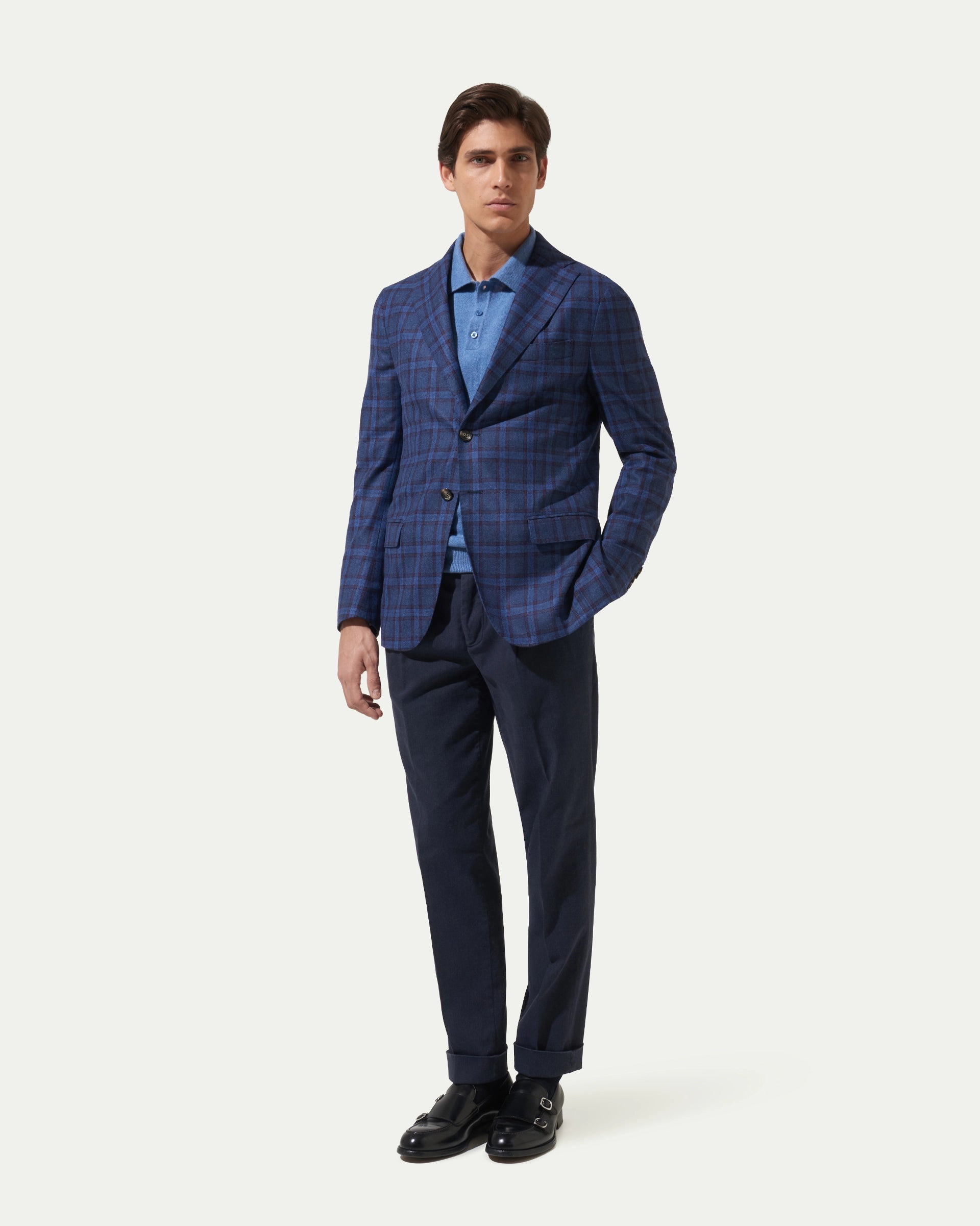 Checked Pattern Wool and cashmere Jacket LoroPiana Fabric
