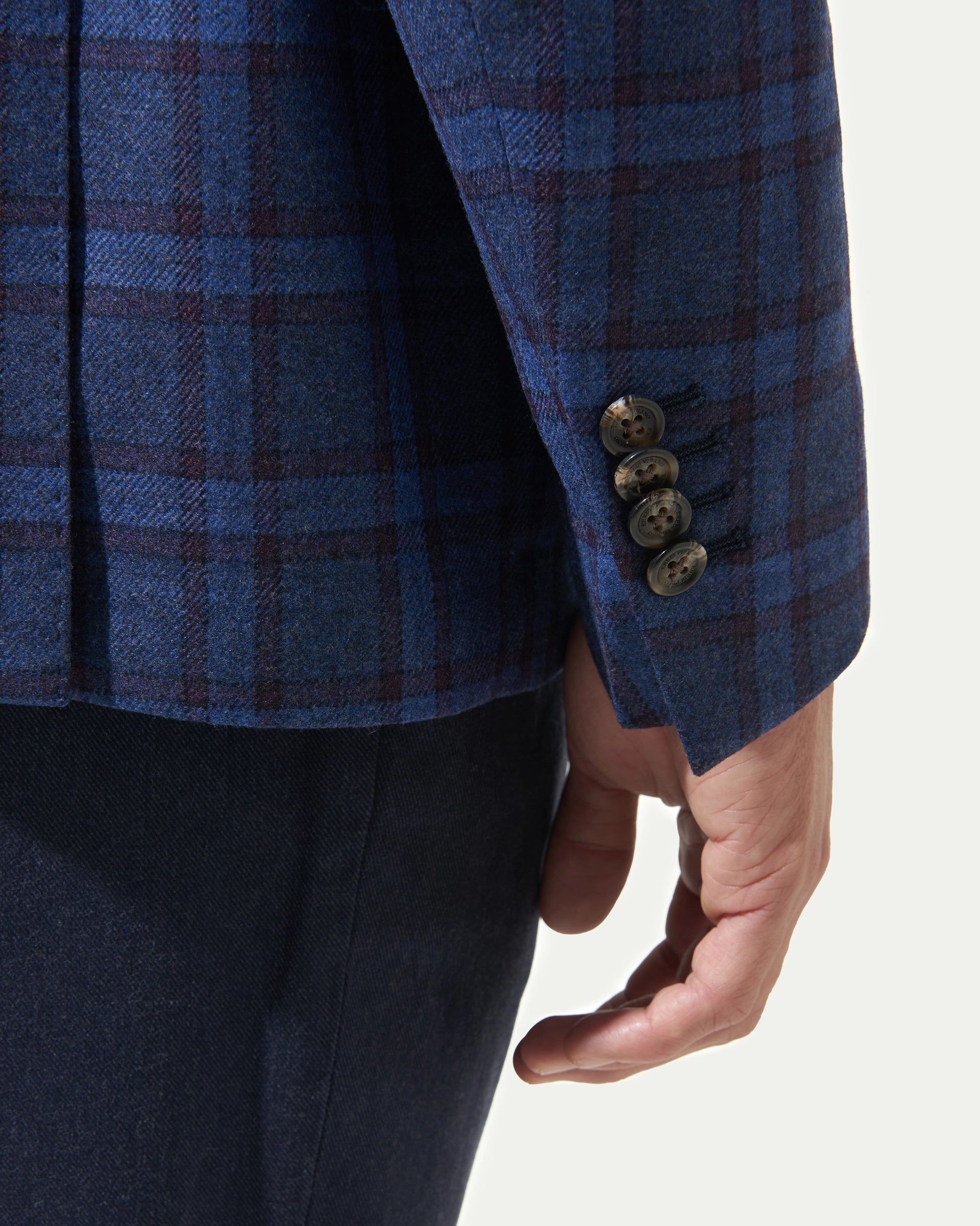 Checked Pattern Wool and cashmere Jacket LoroPiana Fabric