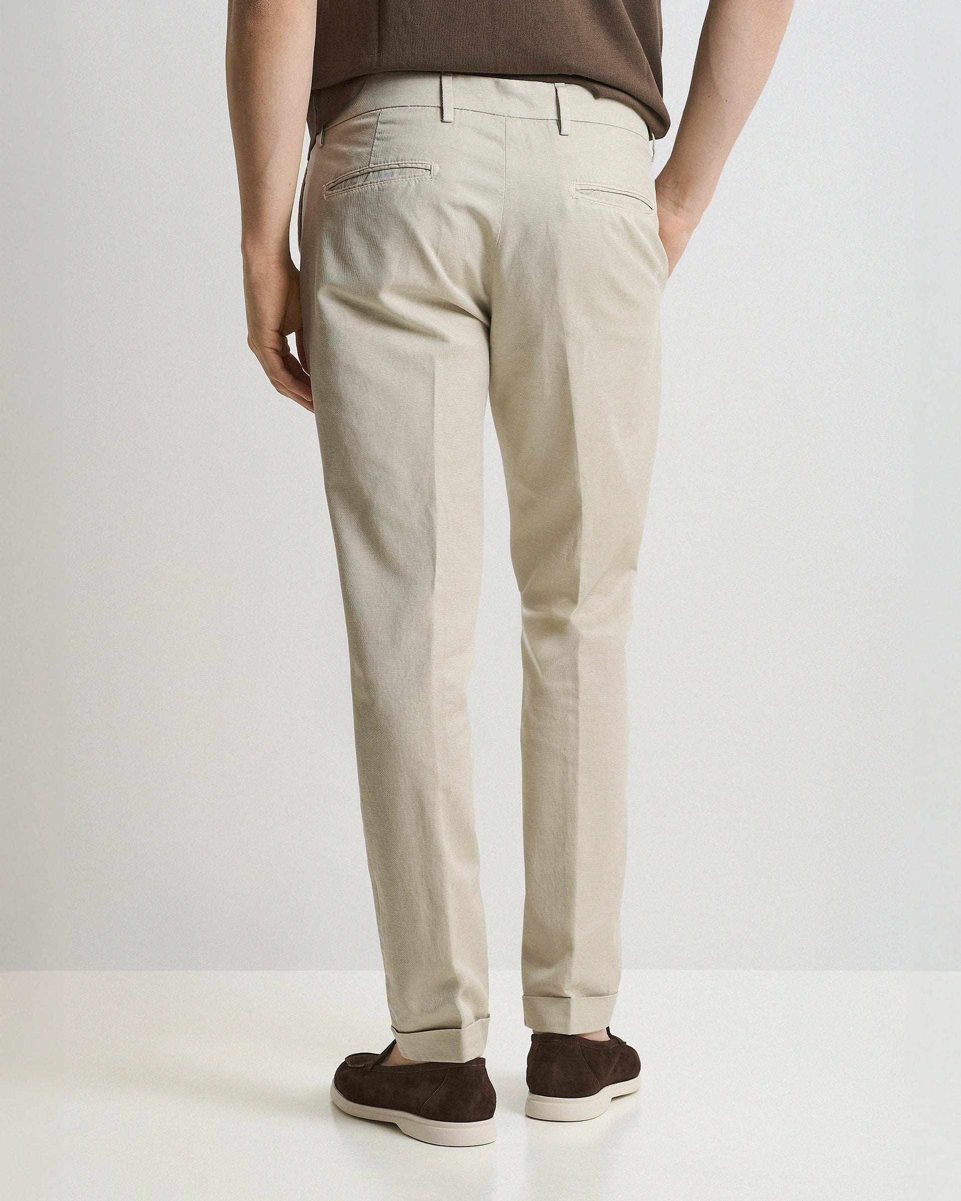 Beige garment Dyed Linen and cotton Pants