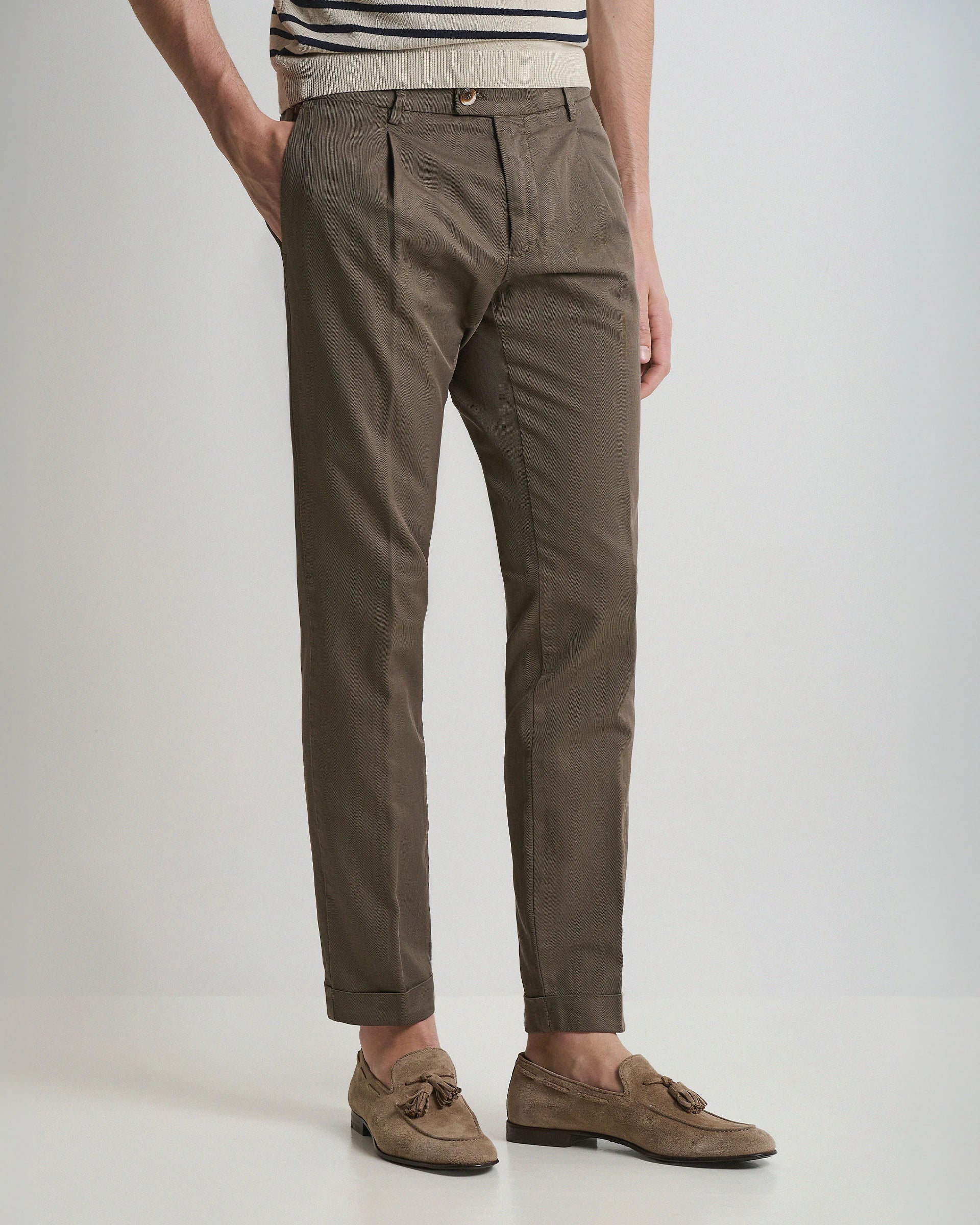 Brown  garment Dyed Linen and cotton Pants