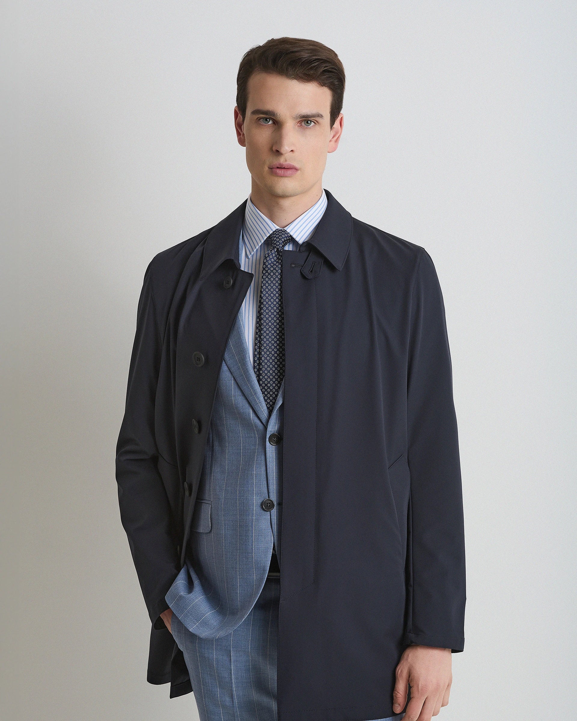 Trench Stretch Blue technical fabric Olmetex