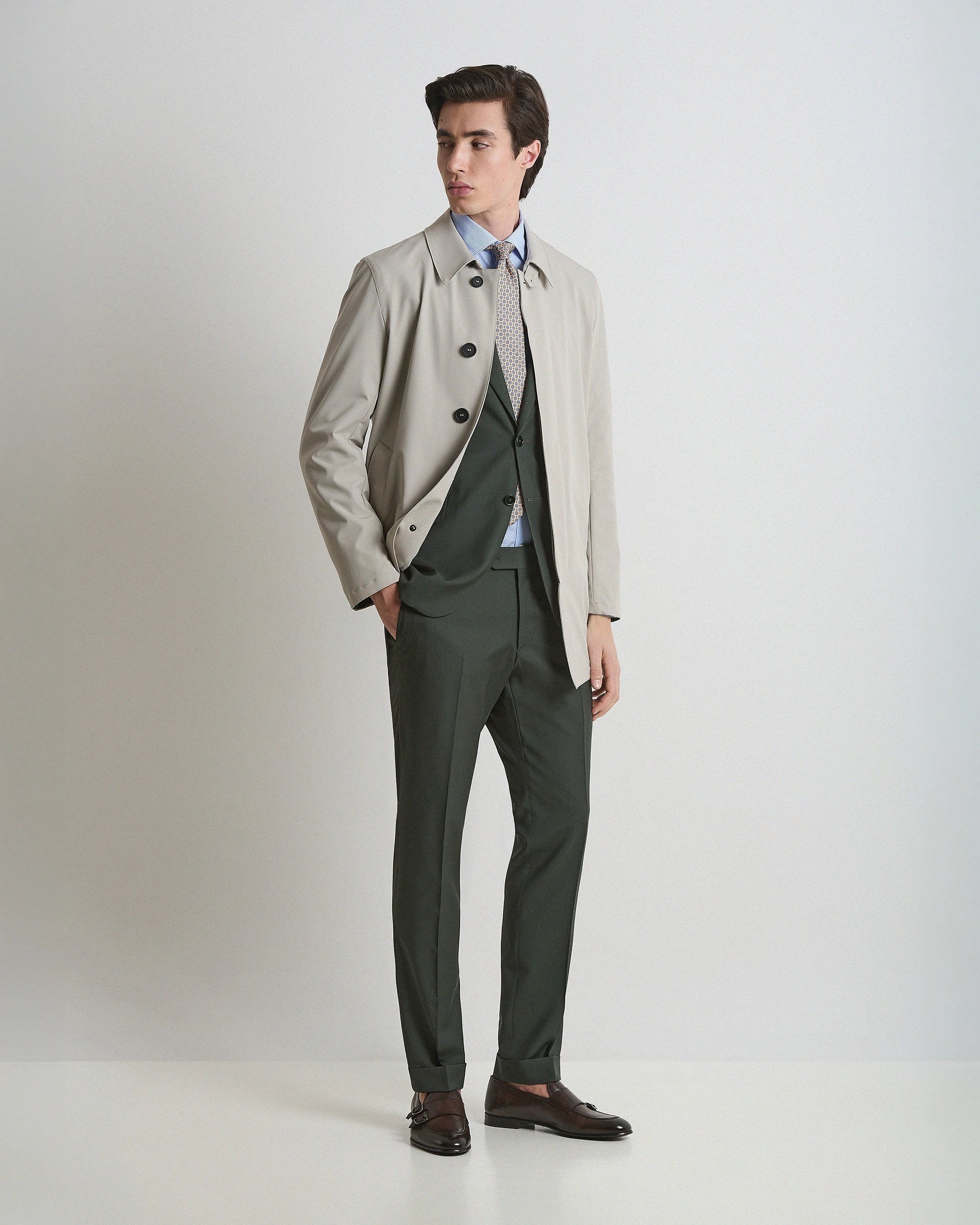 Trench Stretch Beige in technical fabric Olmetex