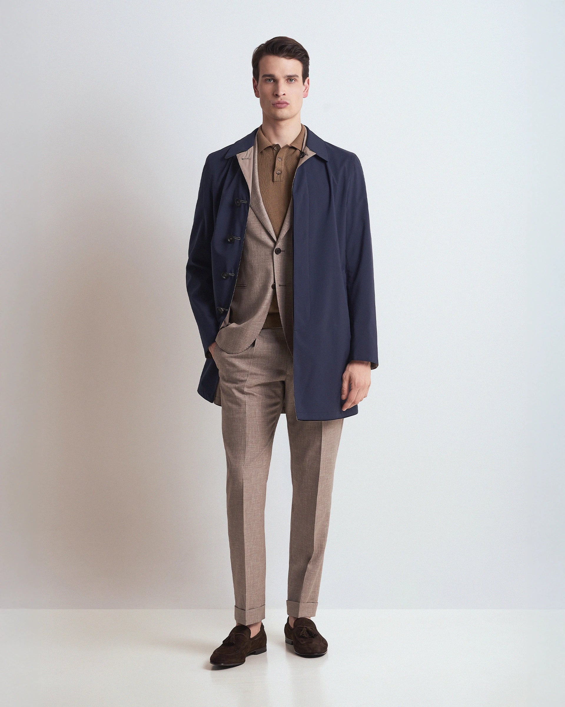 Trench Blue / beige reversible