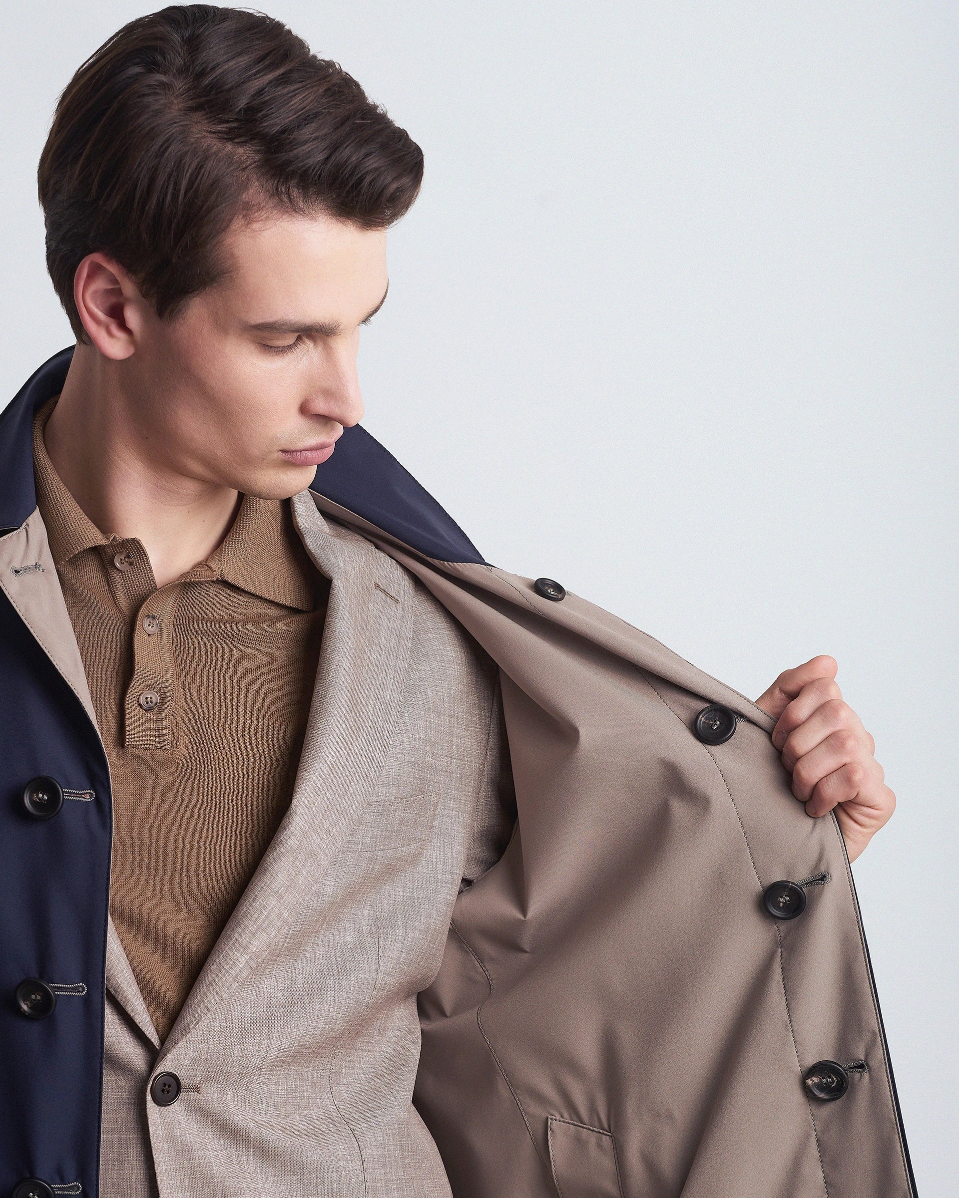Trench Blue / beige reversible