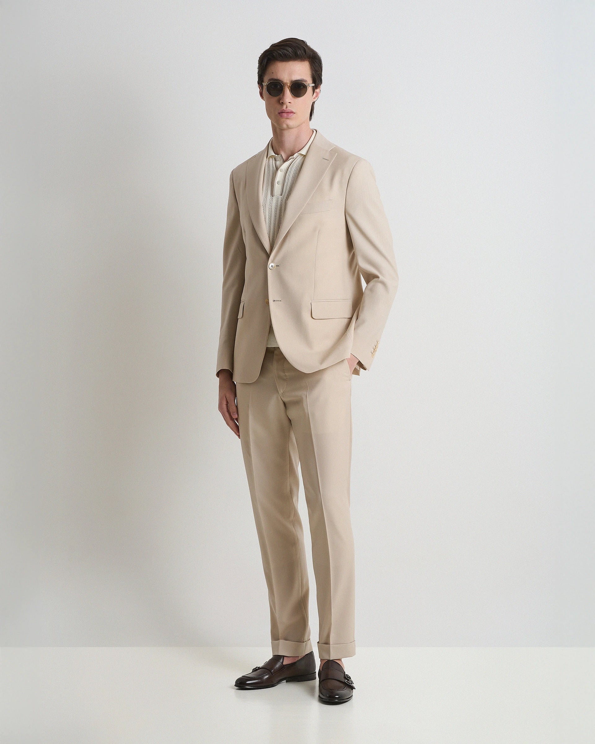 Beige dress in pure wool fabric Ermenegildo Zegna Tropical