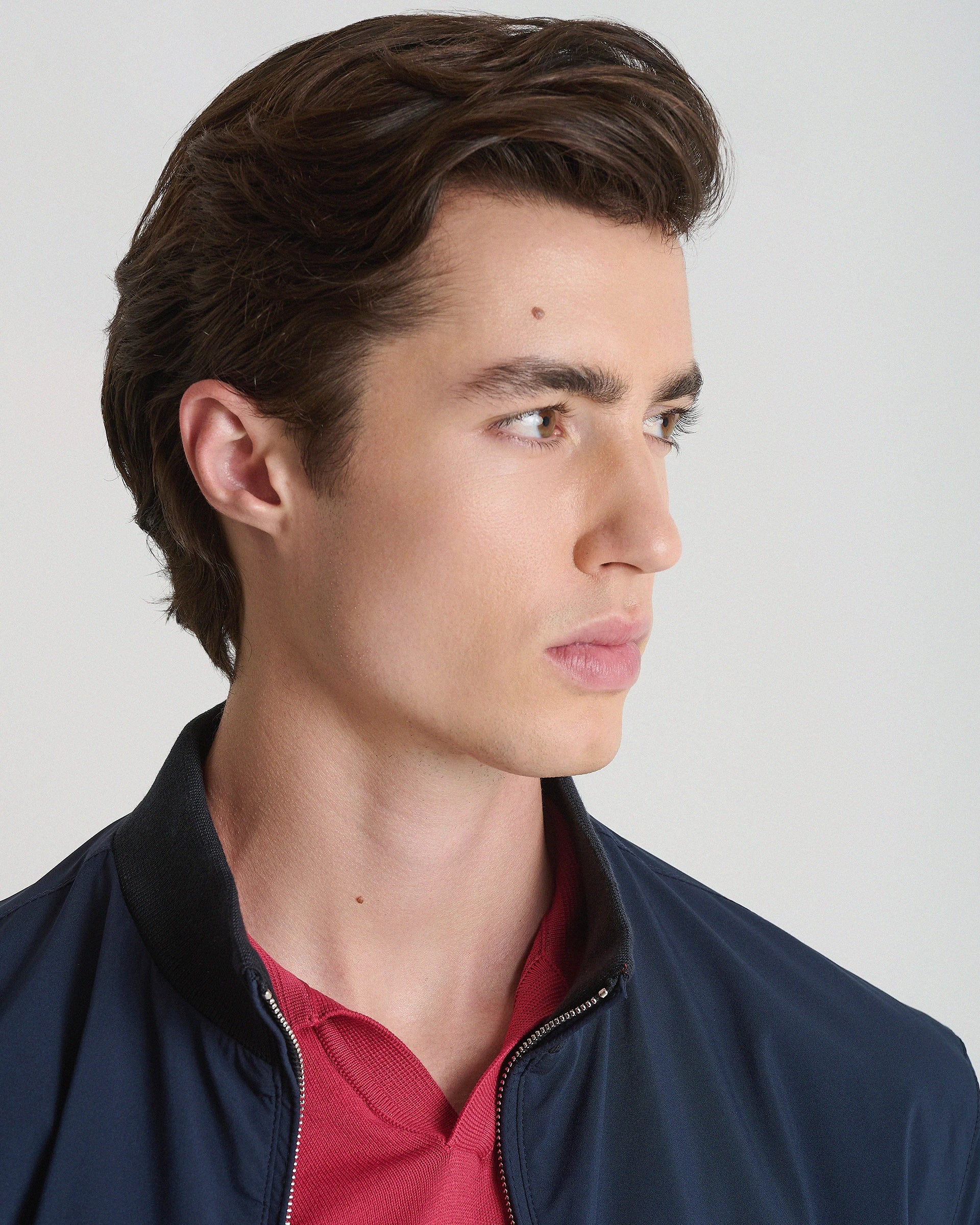 Blue lined Bomber in technical fabric Olmetex