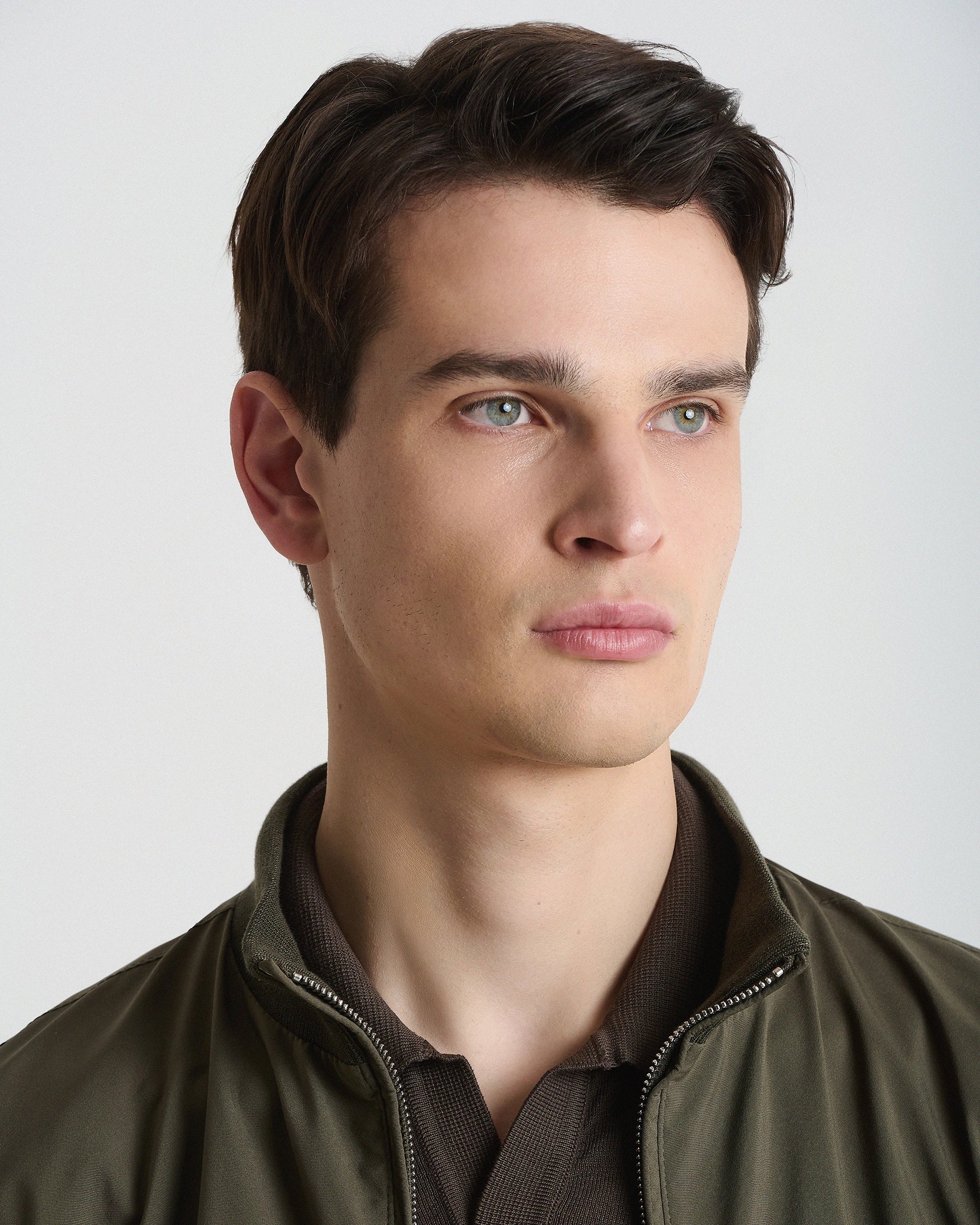 Green lined Bomber in technical fabric Olmetex