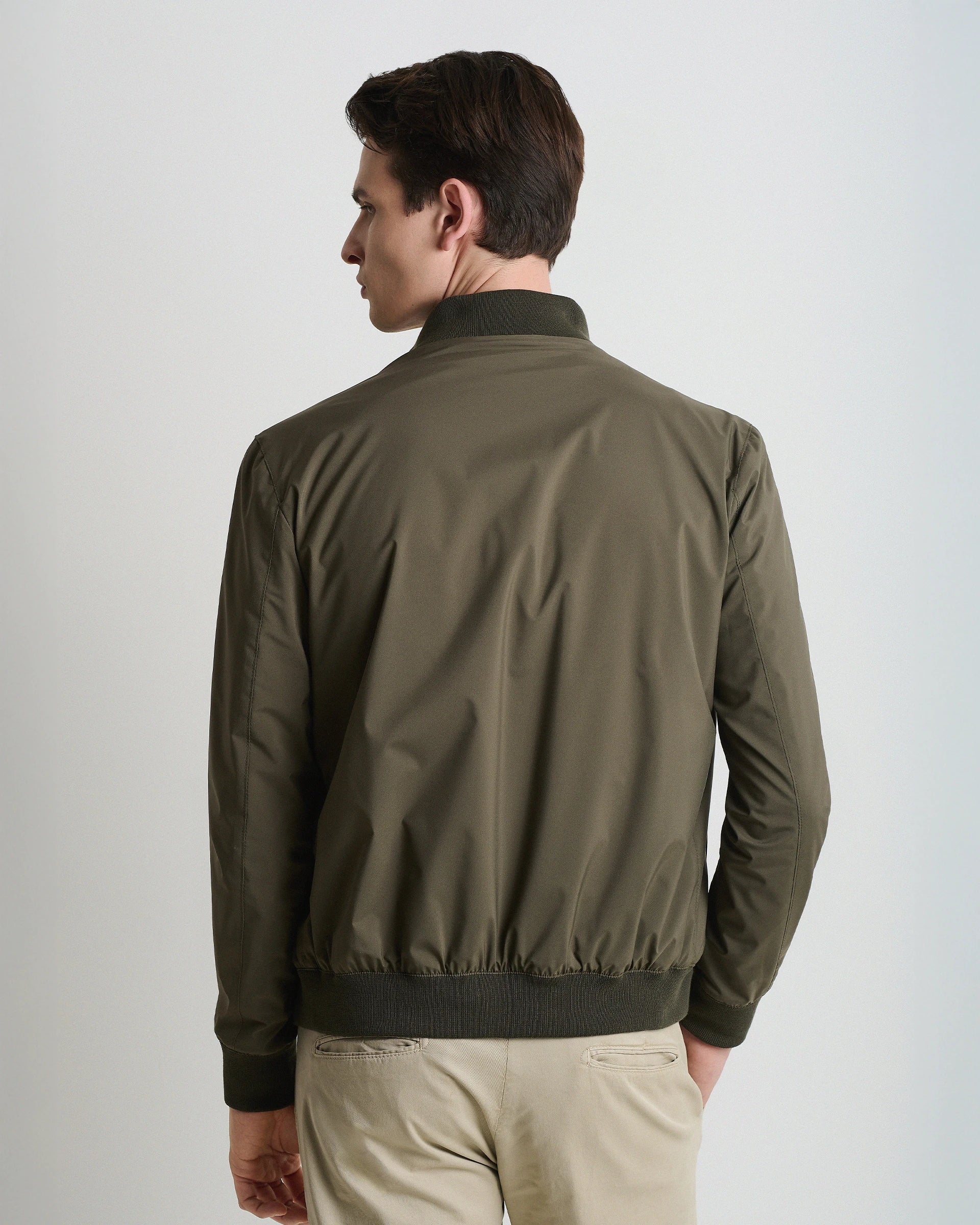 Green lined Bomber in technical fabric Olmetex