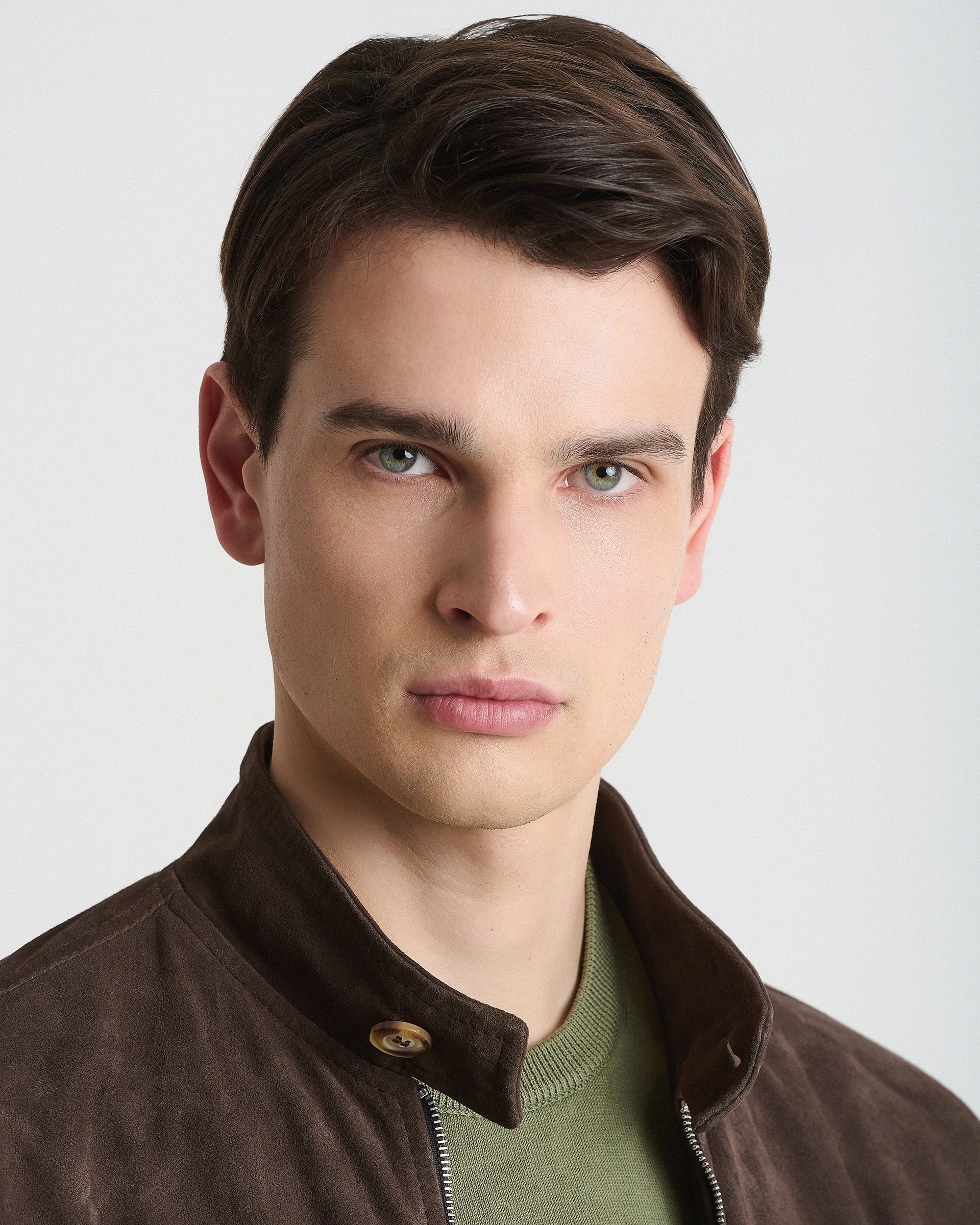 Brown Full Zip Genuine Suede Leather