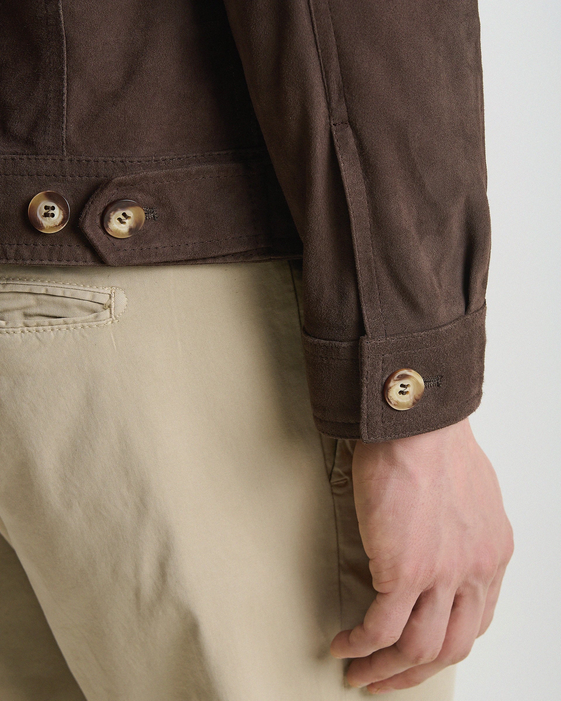 Brown Full Zip Genuine Suede Leather