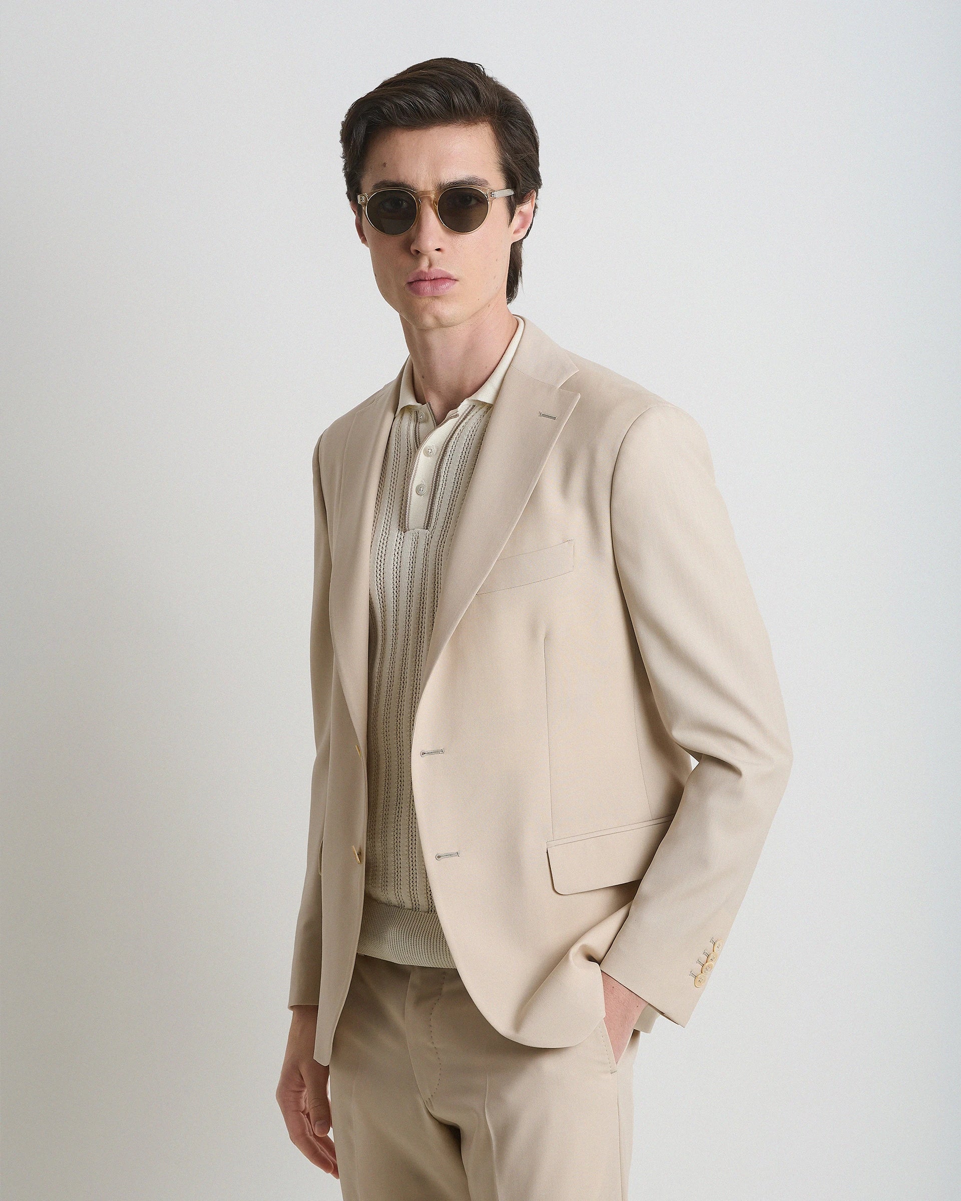 Beige dress in pure wool fabric Ermenegildo Zegna Tropical