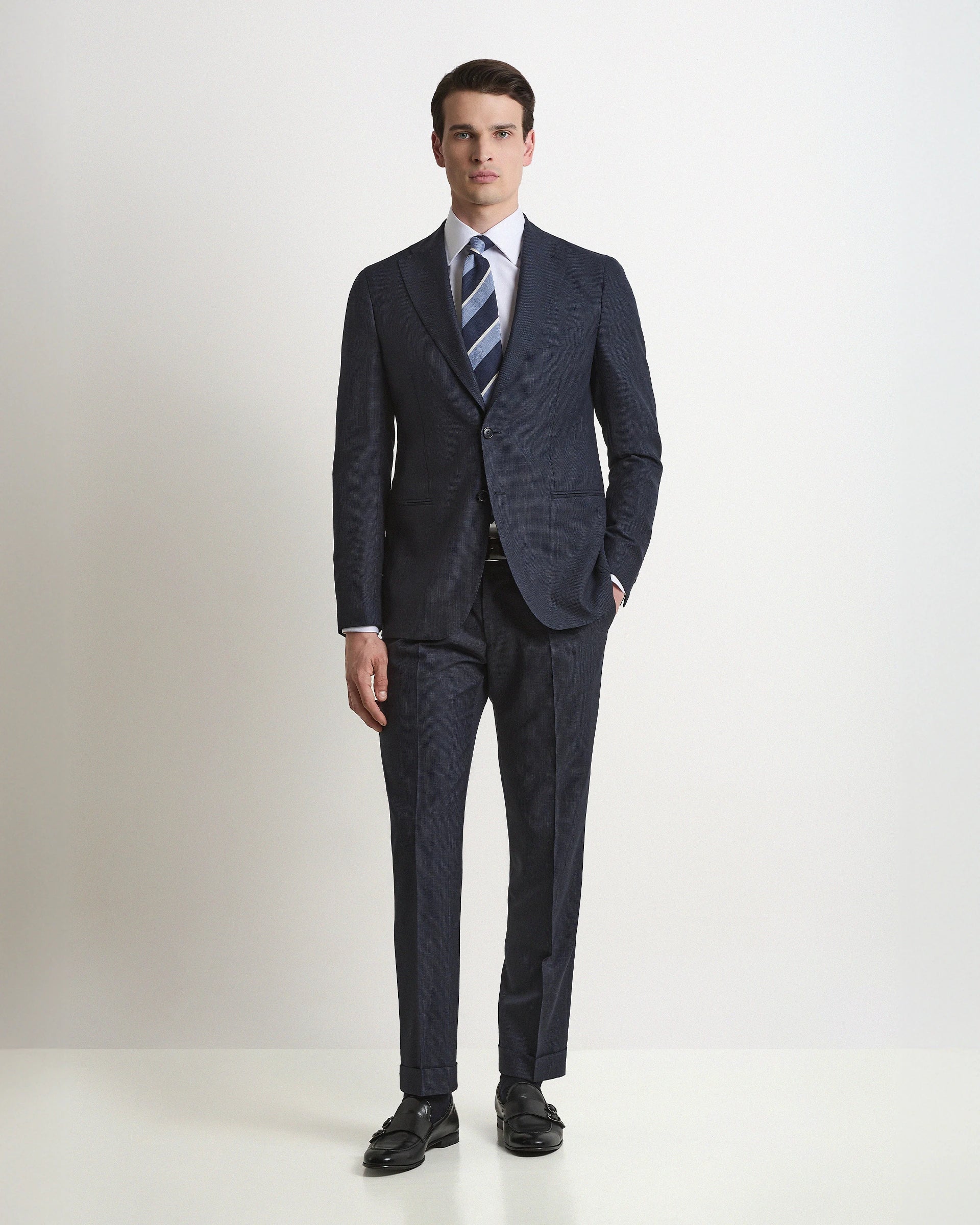 Pied de Poule Blue dress in pure woven wool Vitale Barberis & Canon Vi Eredipisan International Pied de Poule Blue dress in pure woven wool Vitale Barberis & Canon Vi Eredipisan International
