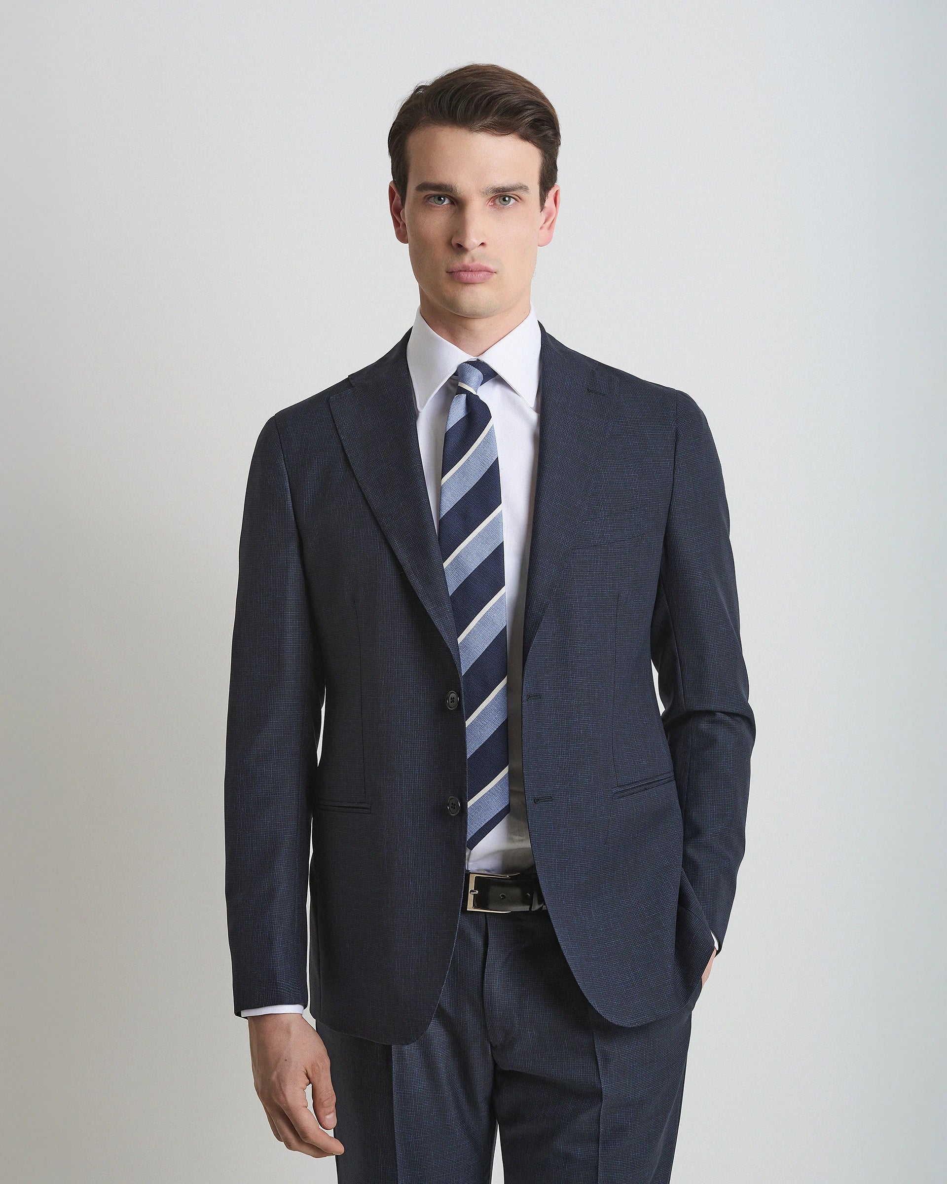 Pied de Poule Blue dress in pure woven wool Vitale Barberis & Canon Vintage