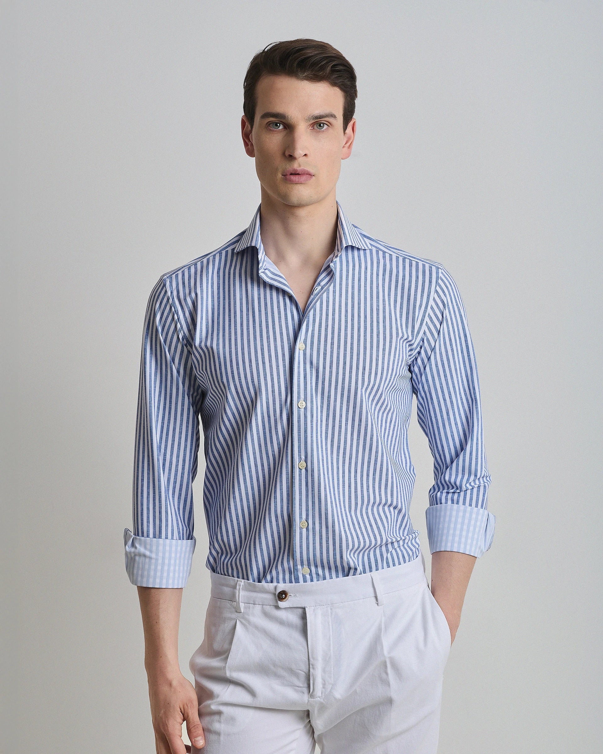Blue Striped Easy Iron Confort Fit Shirt