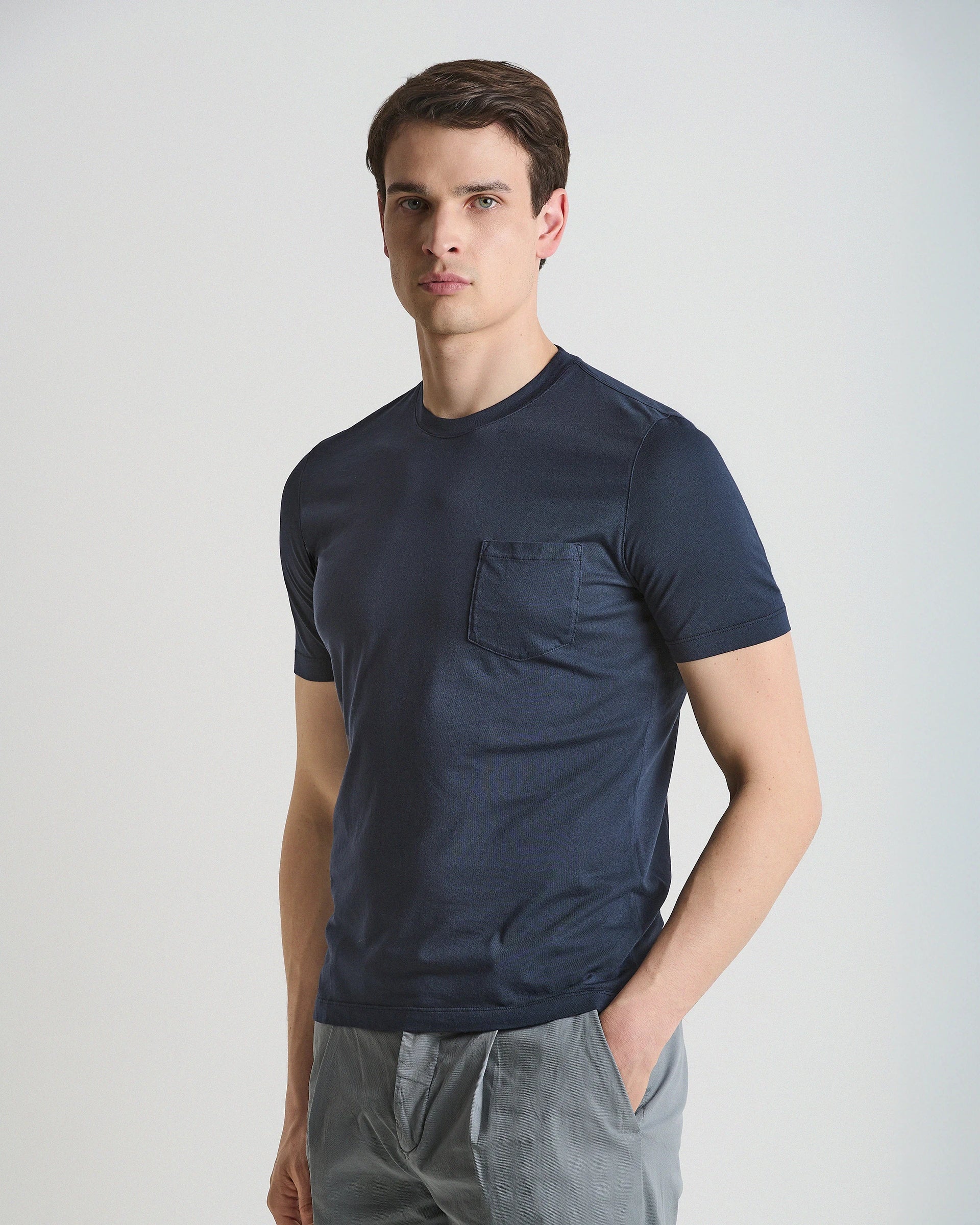 Blue Cotton Crewneck T-Shirt