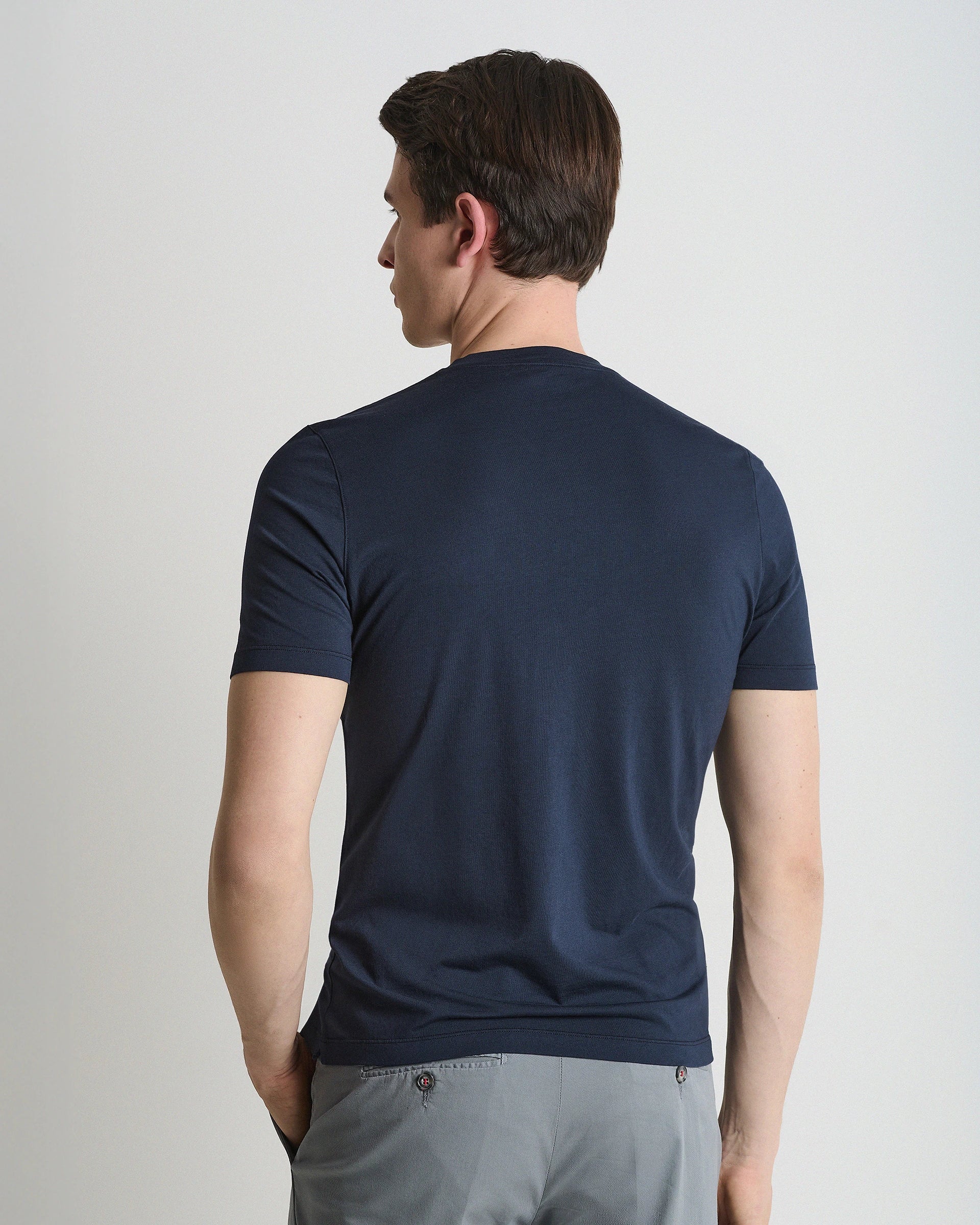 Blue Cotton Crewneck T-Shirt