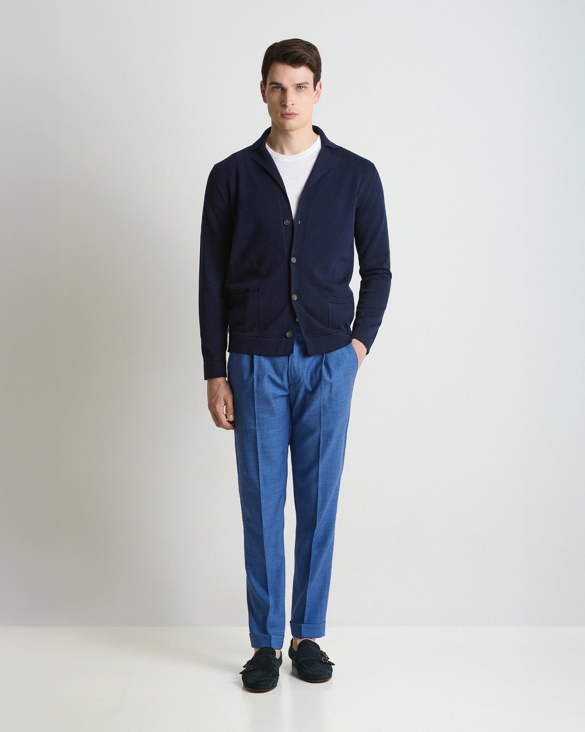 Navy Blue Single Breasted Cotton Jacket