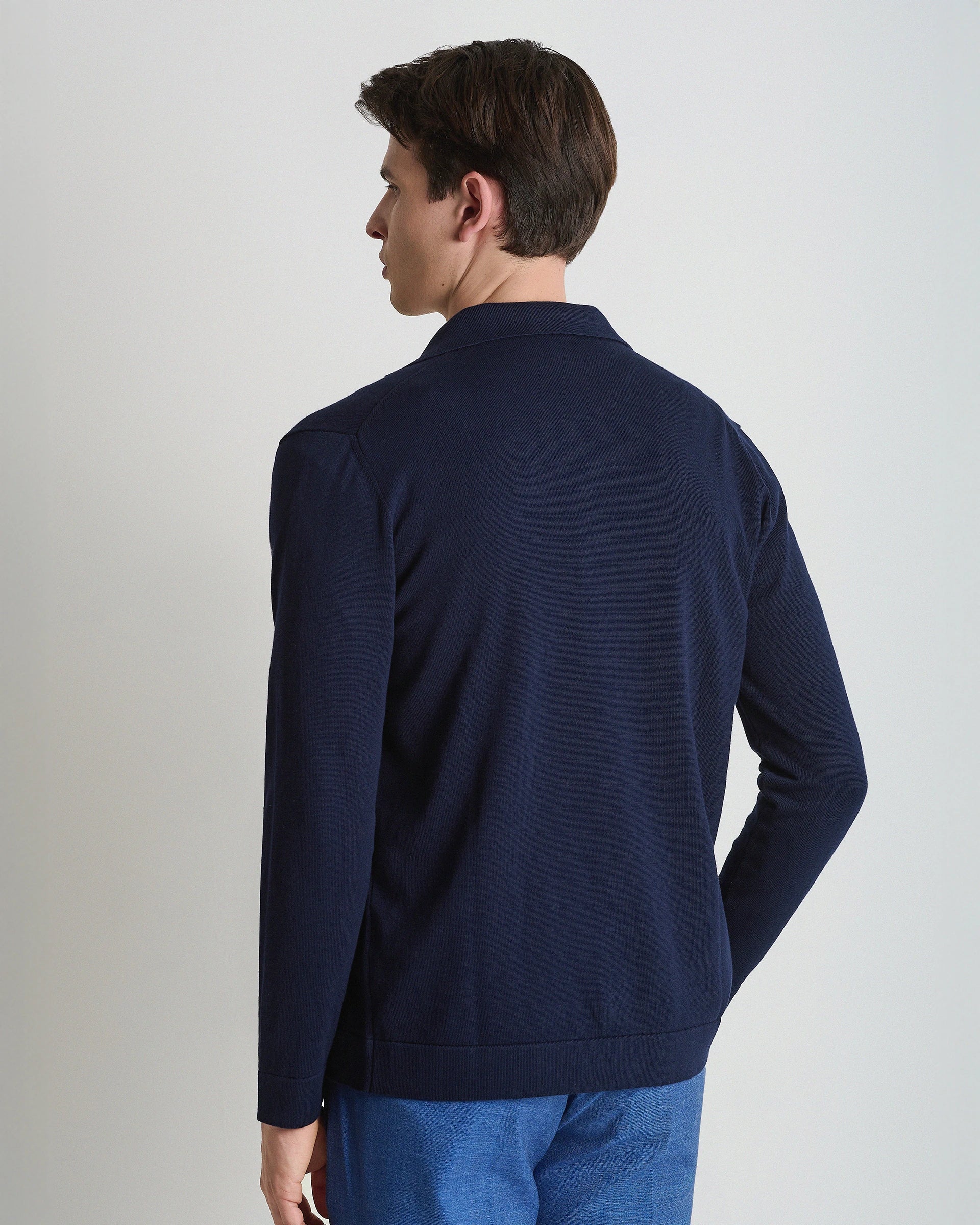 Navy Blue Single Breasted Cotton Jacket