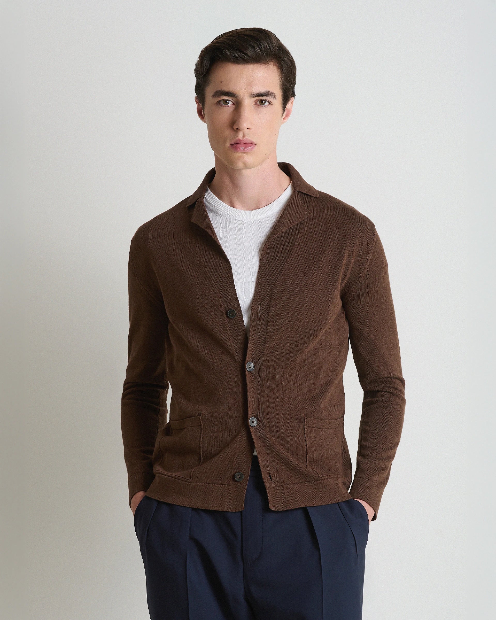 Brown Single Breasted Cotton Jacket
