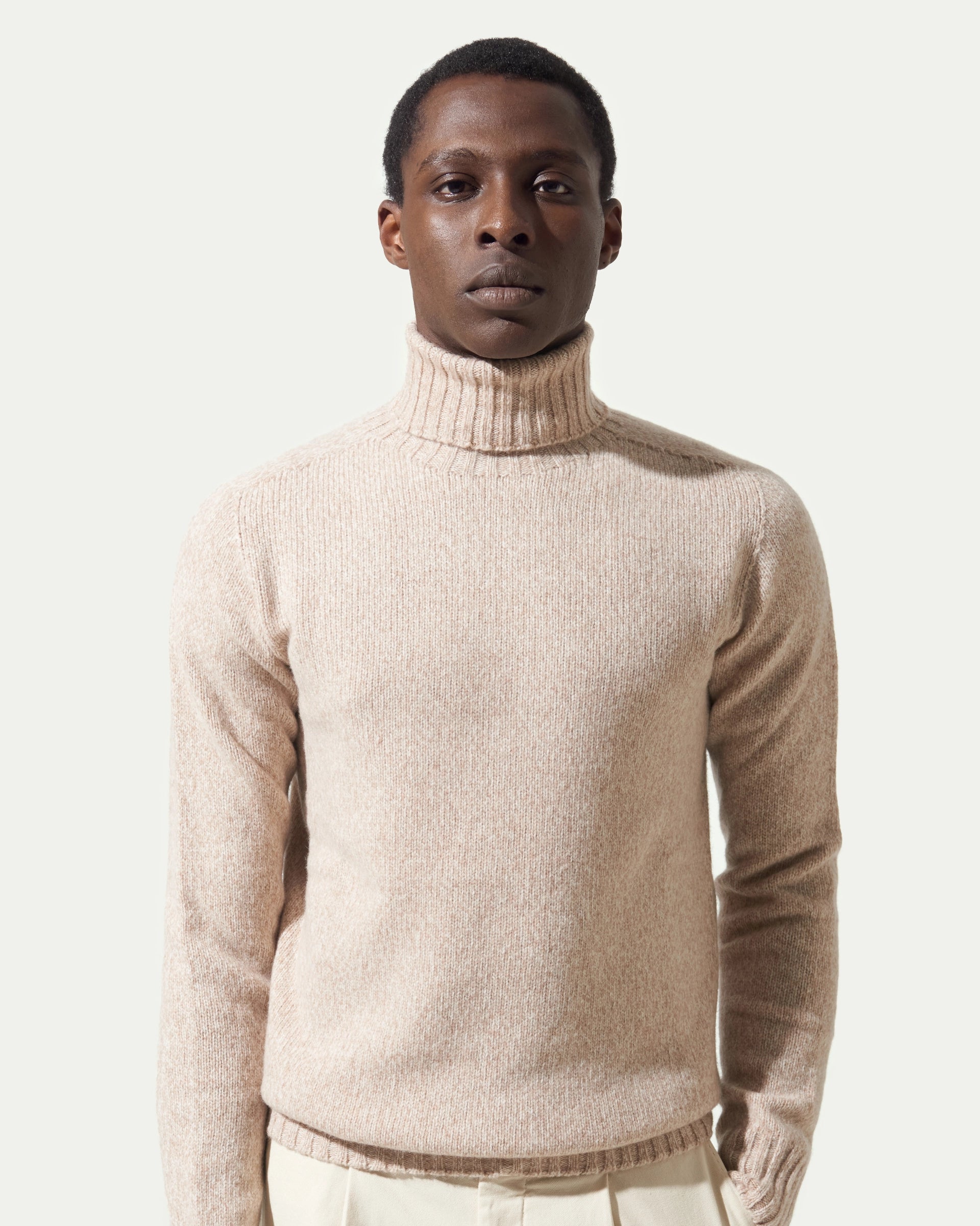 Beige Turleneck Merinos Wool Sweaters