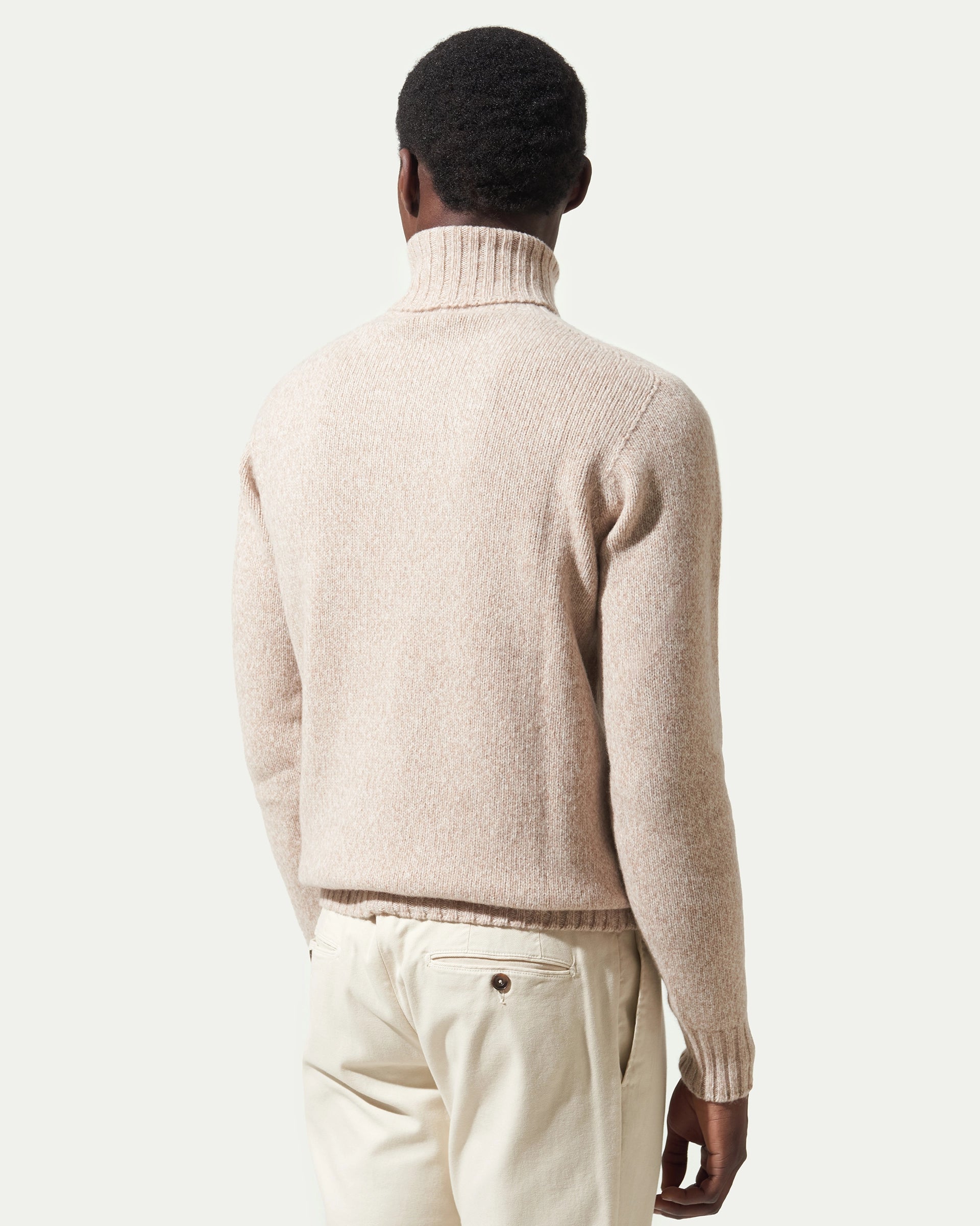 Beige Turleneck Merinos Wool Sweaters