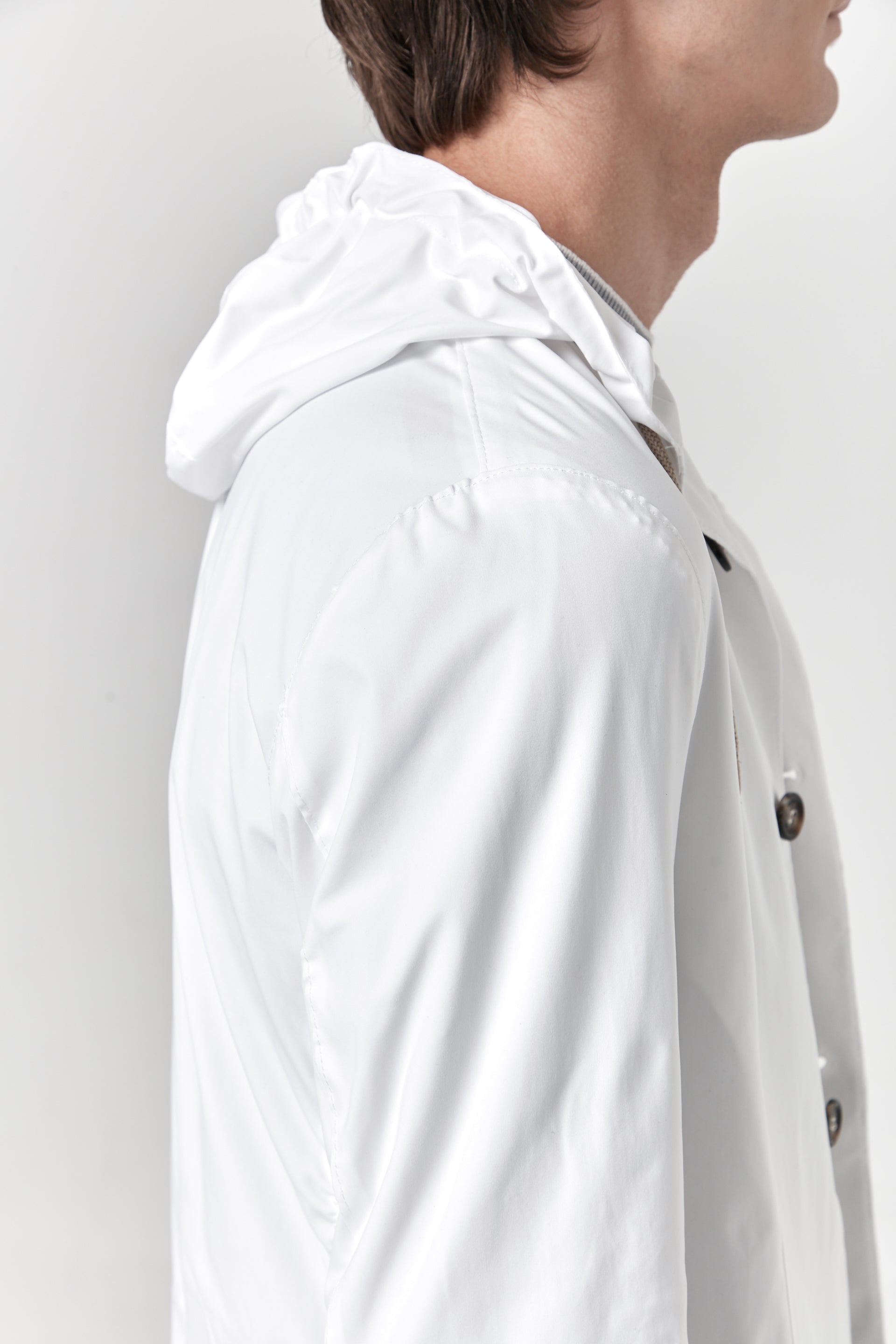 White jersey fabric with hood