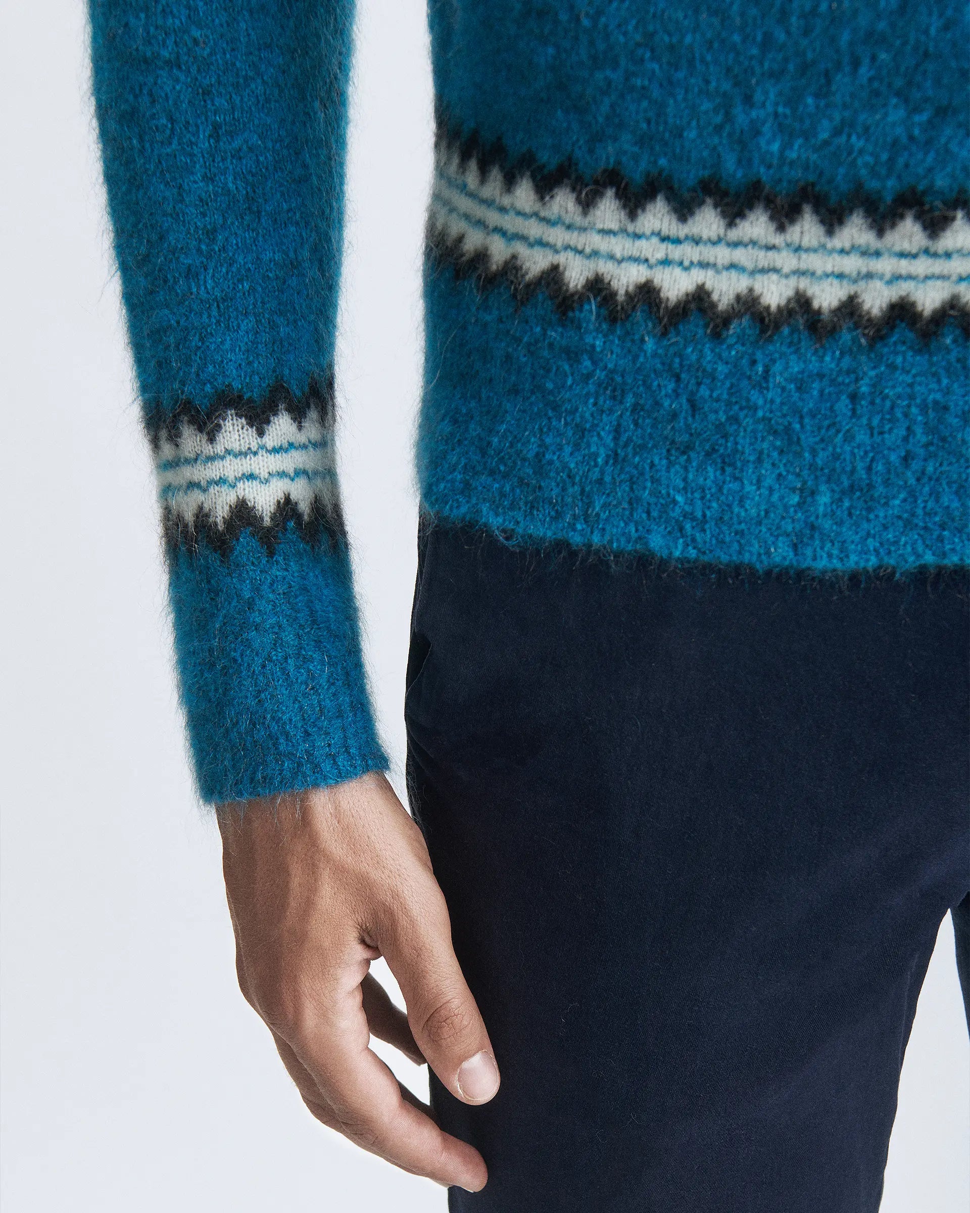 Electric Blue Wool and Mohair Crew-neck