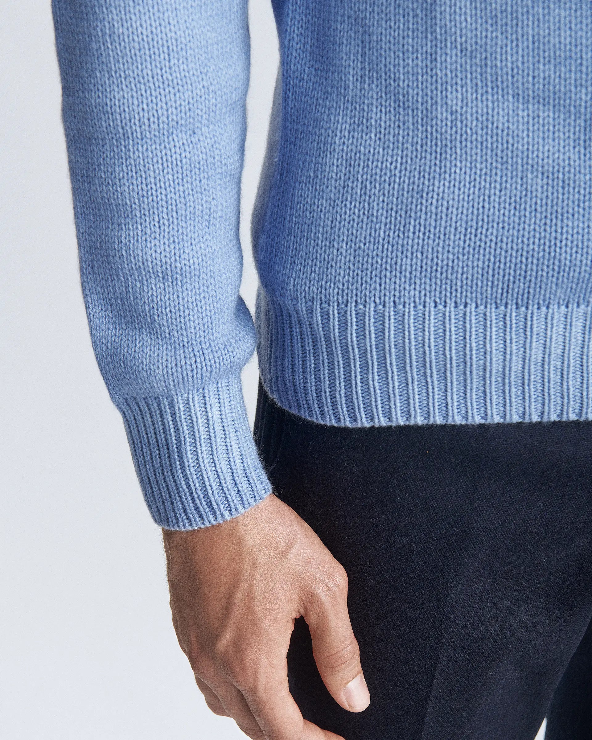 Light Blue Turtleneck in wool silk and cashmere