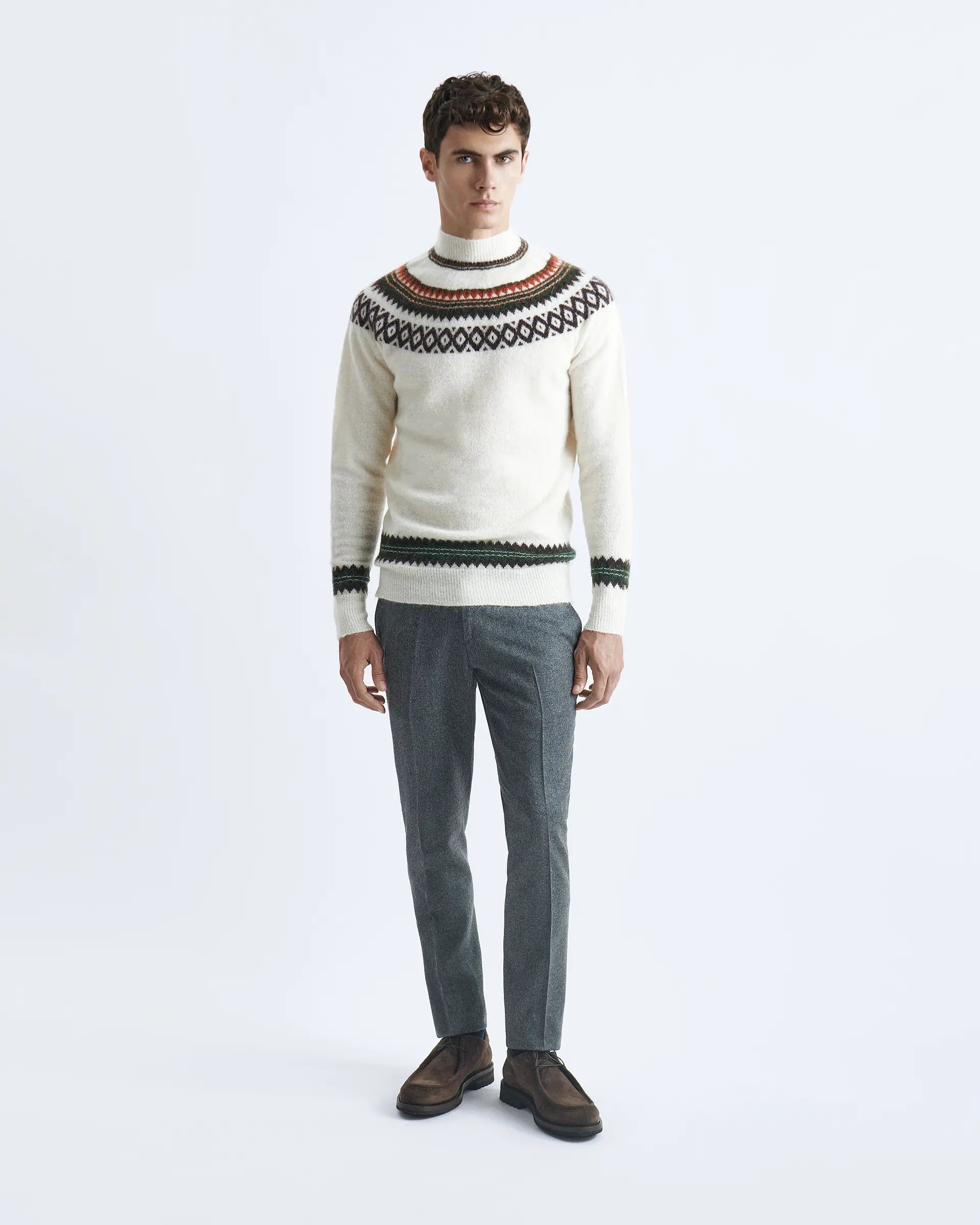 White Wool and Mohair Crew-neck
