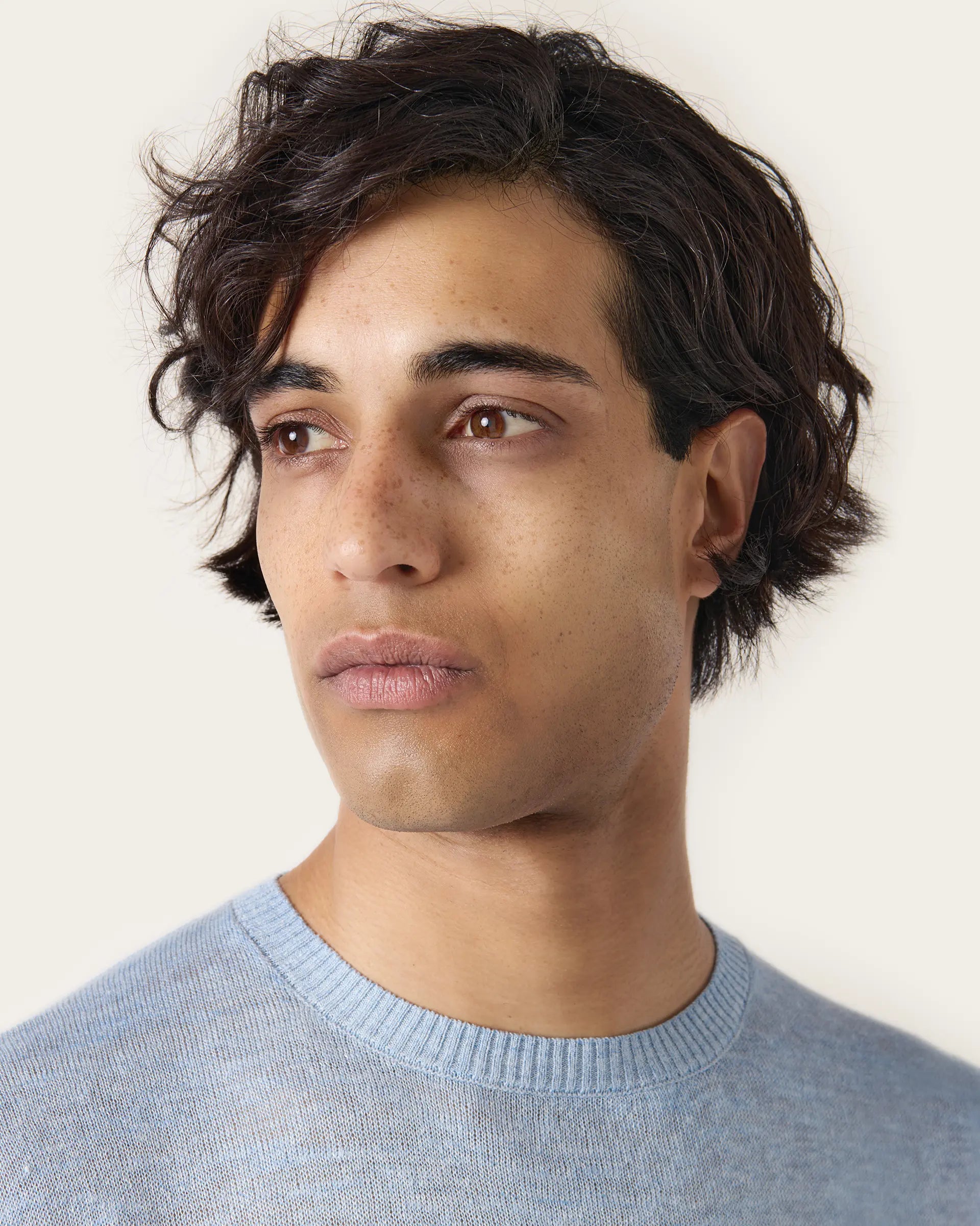 Light Blue Linen and Cotton Tshirt