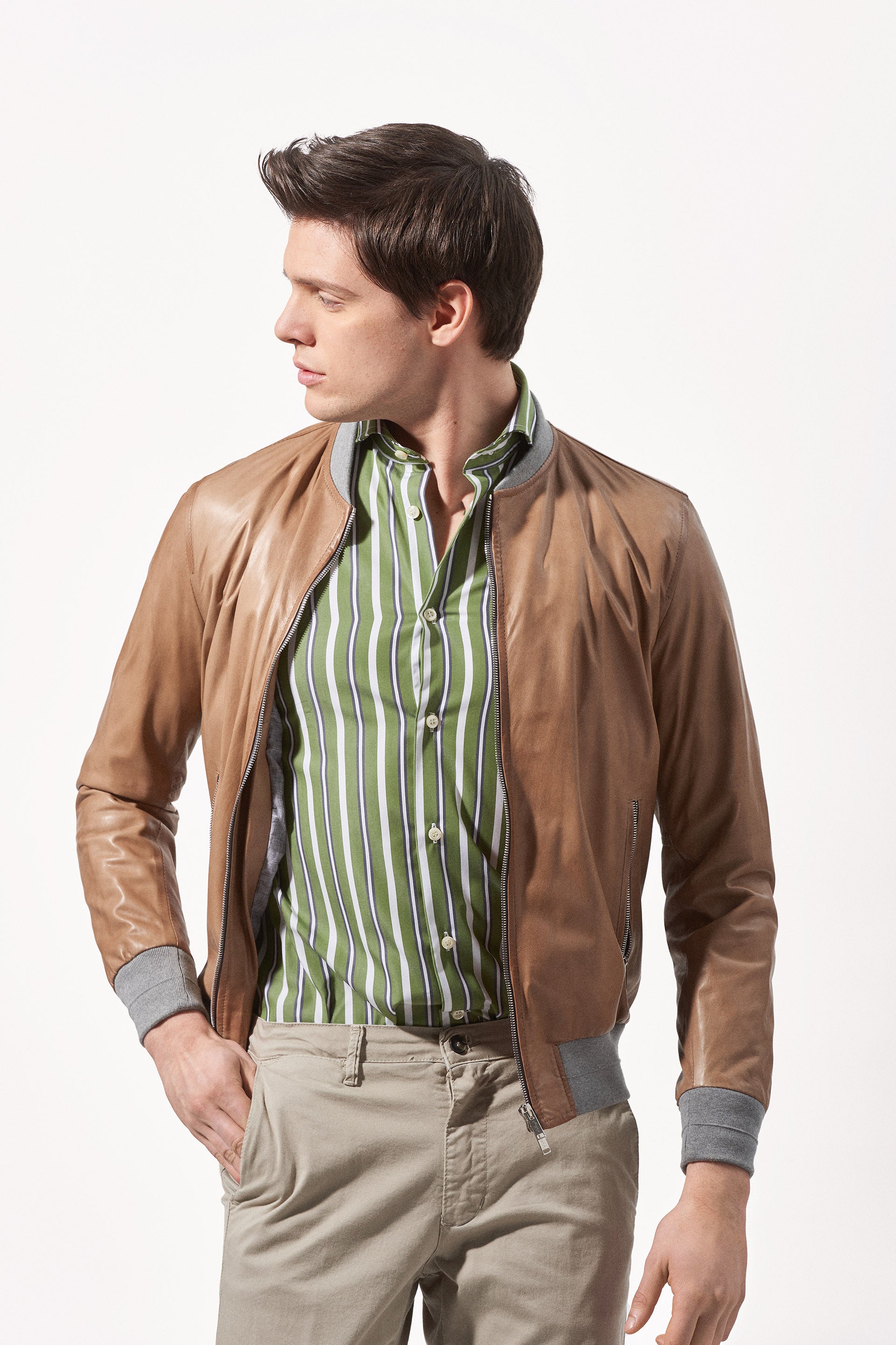 Cognac  Soft Leather Moto Jacket