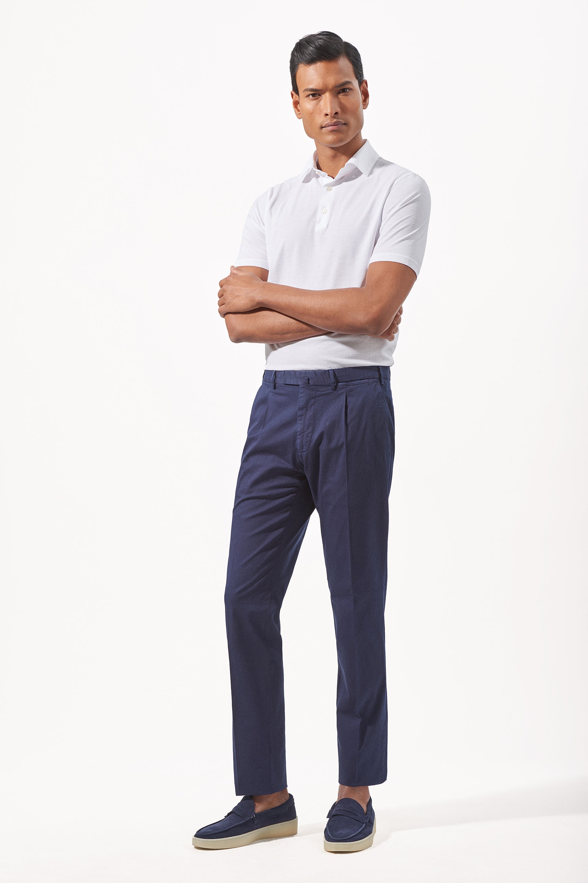 Blue Stretch Cotton Pants