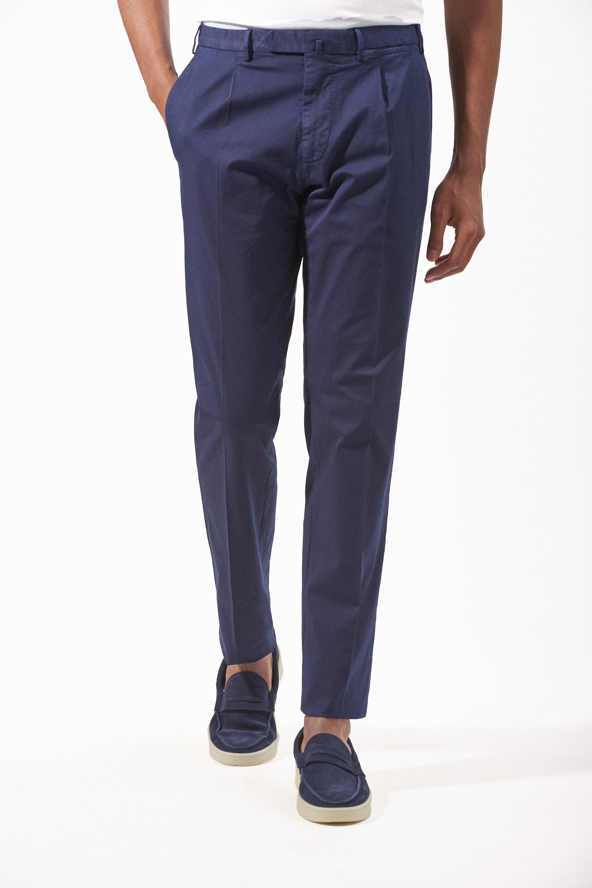 Blue Stretch Cotton Pants